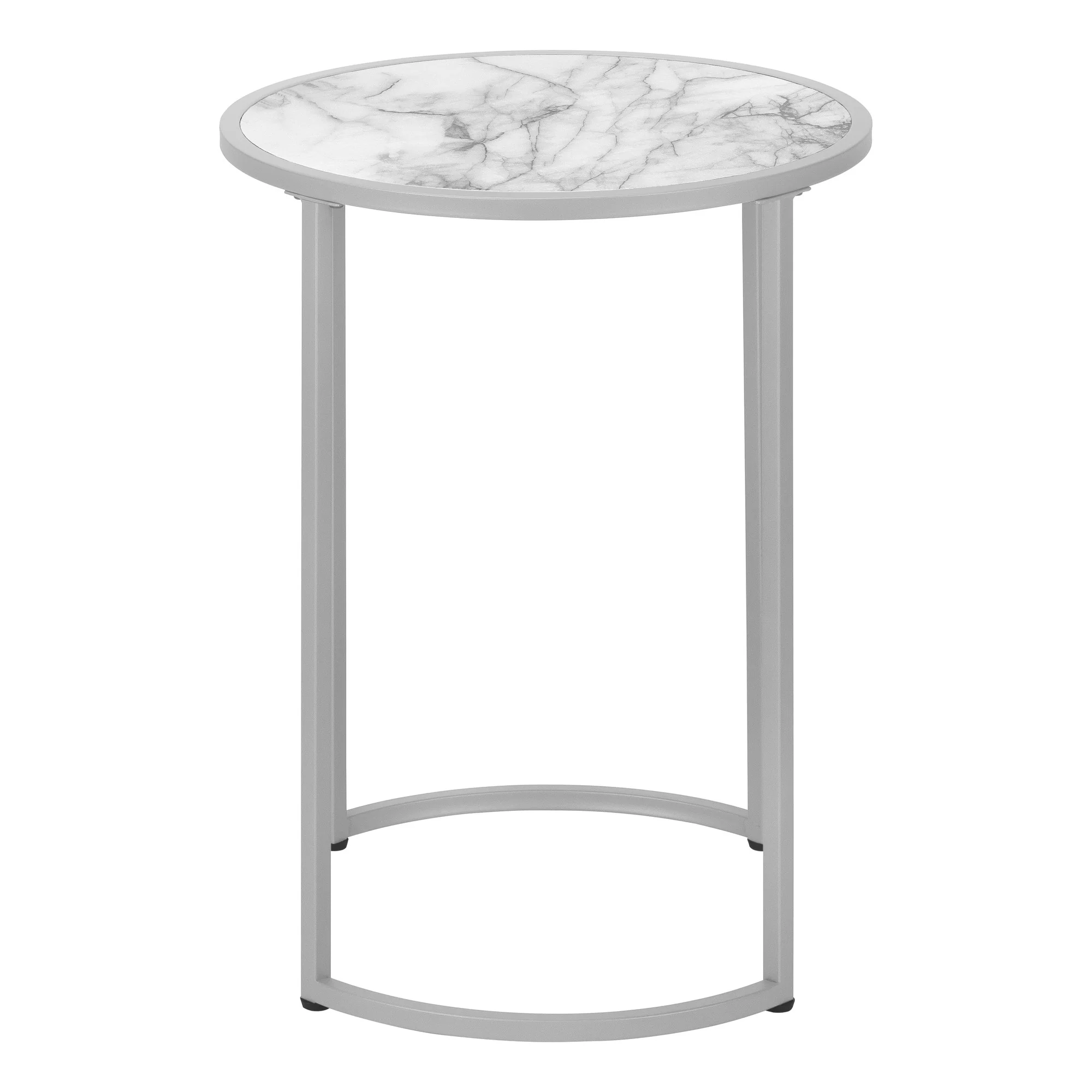 24" Silver And White Faux Marble Round End Table By Homeroots - Image 2