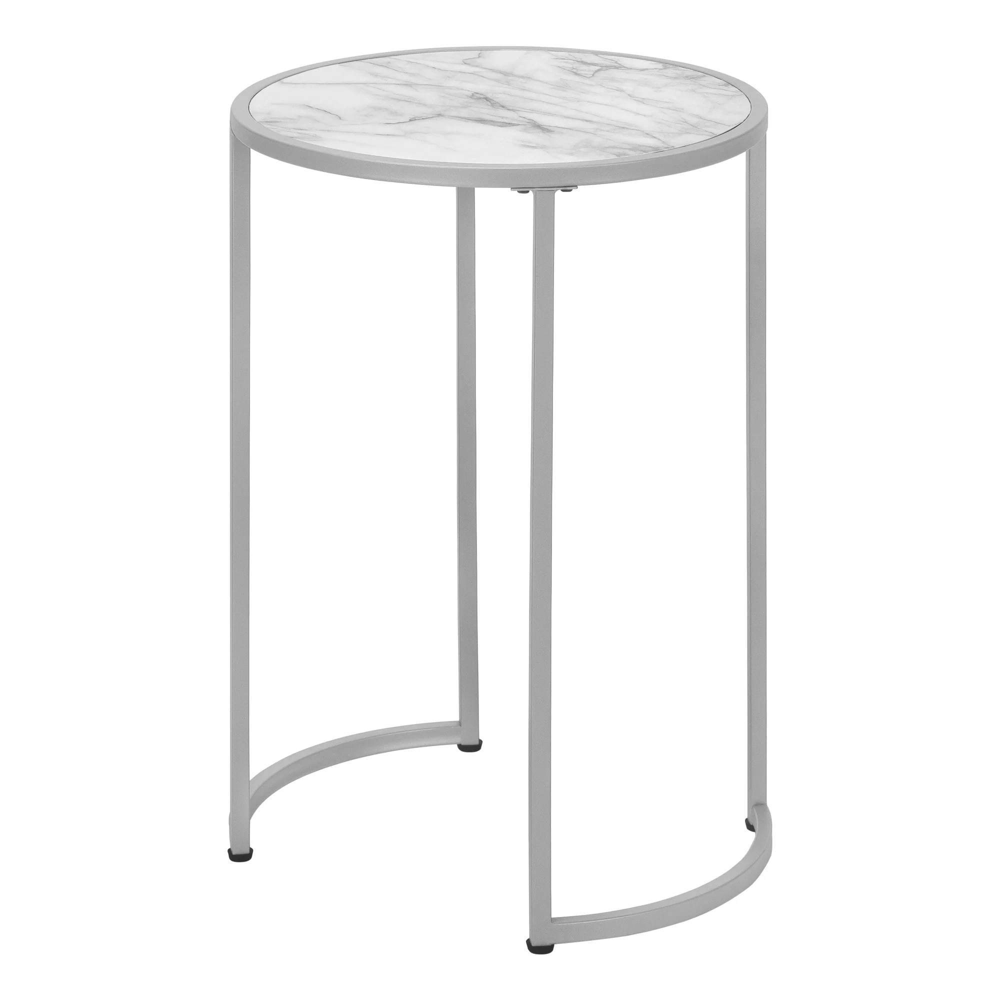 24" Silver And White Faux Marble Round End Table By Homeroots - Image 4
