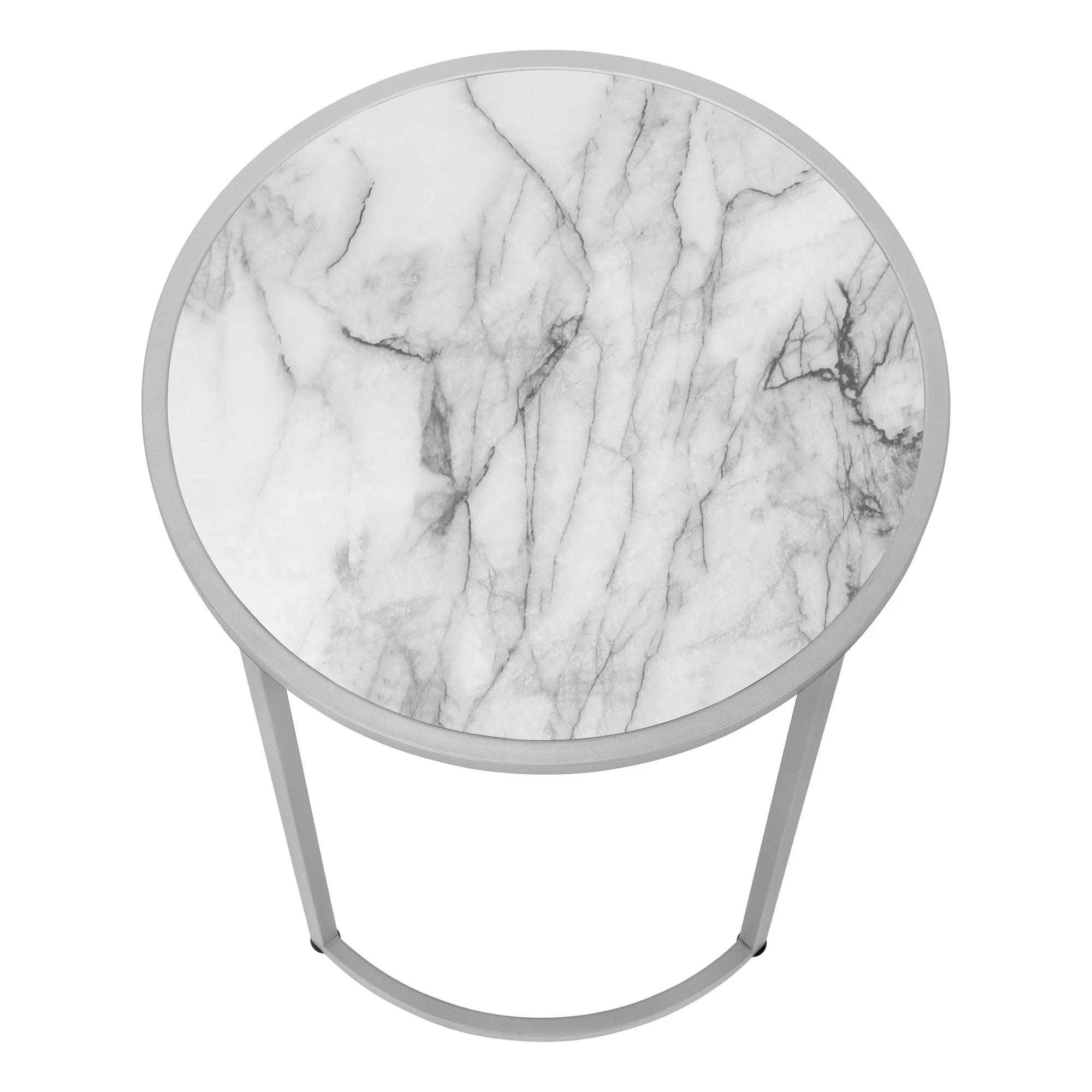 24" Silver And White Faux Marble Round End Table By Homeroots - Image 5
