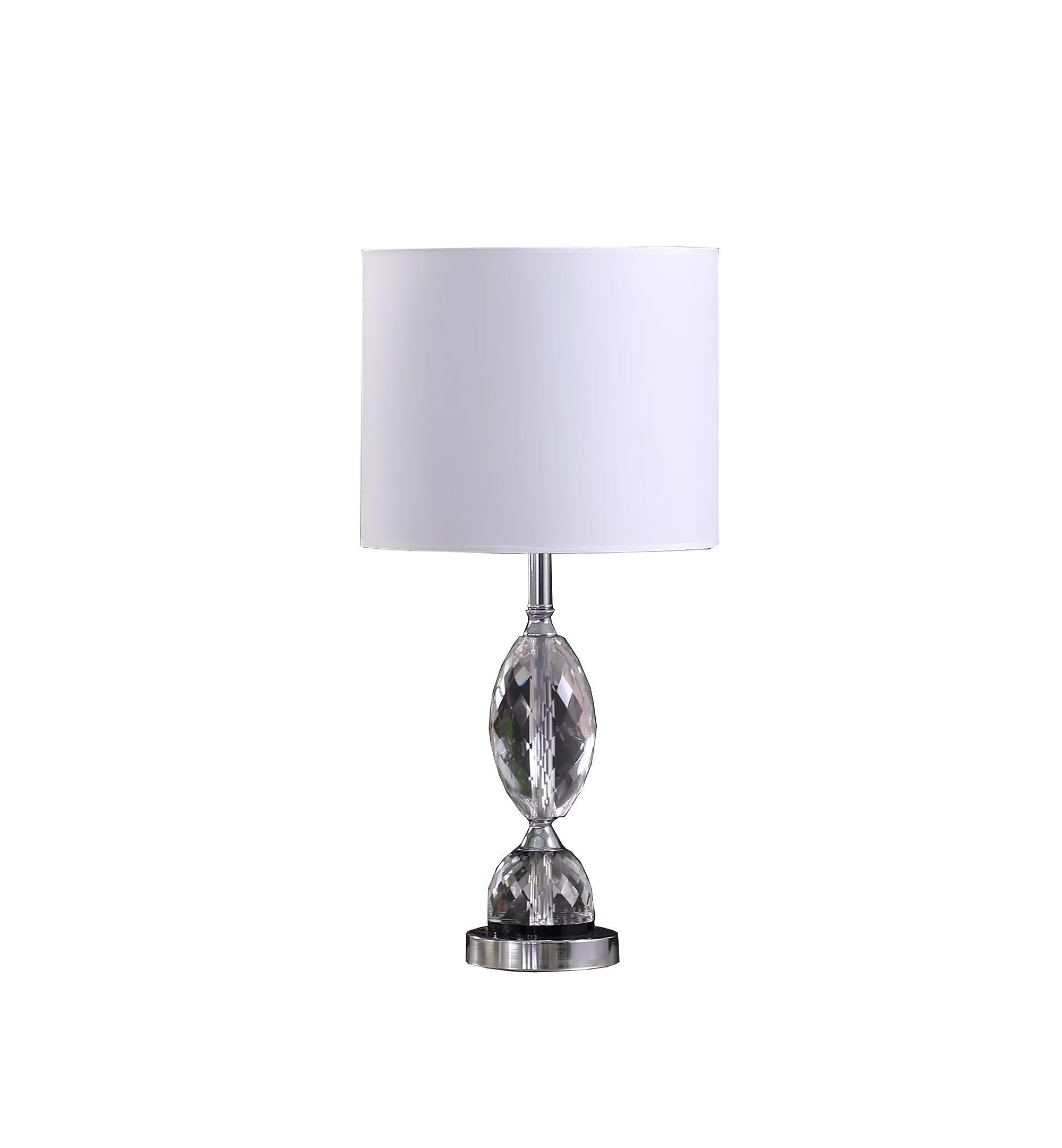 24" Silver Crystal Standard Table Lamp With White Shade By Homeroots - Image 2