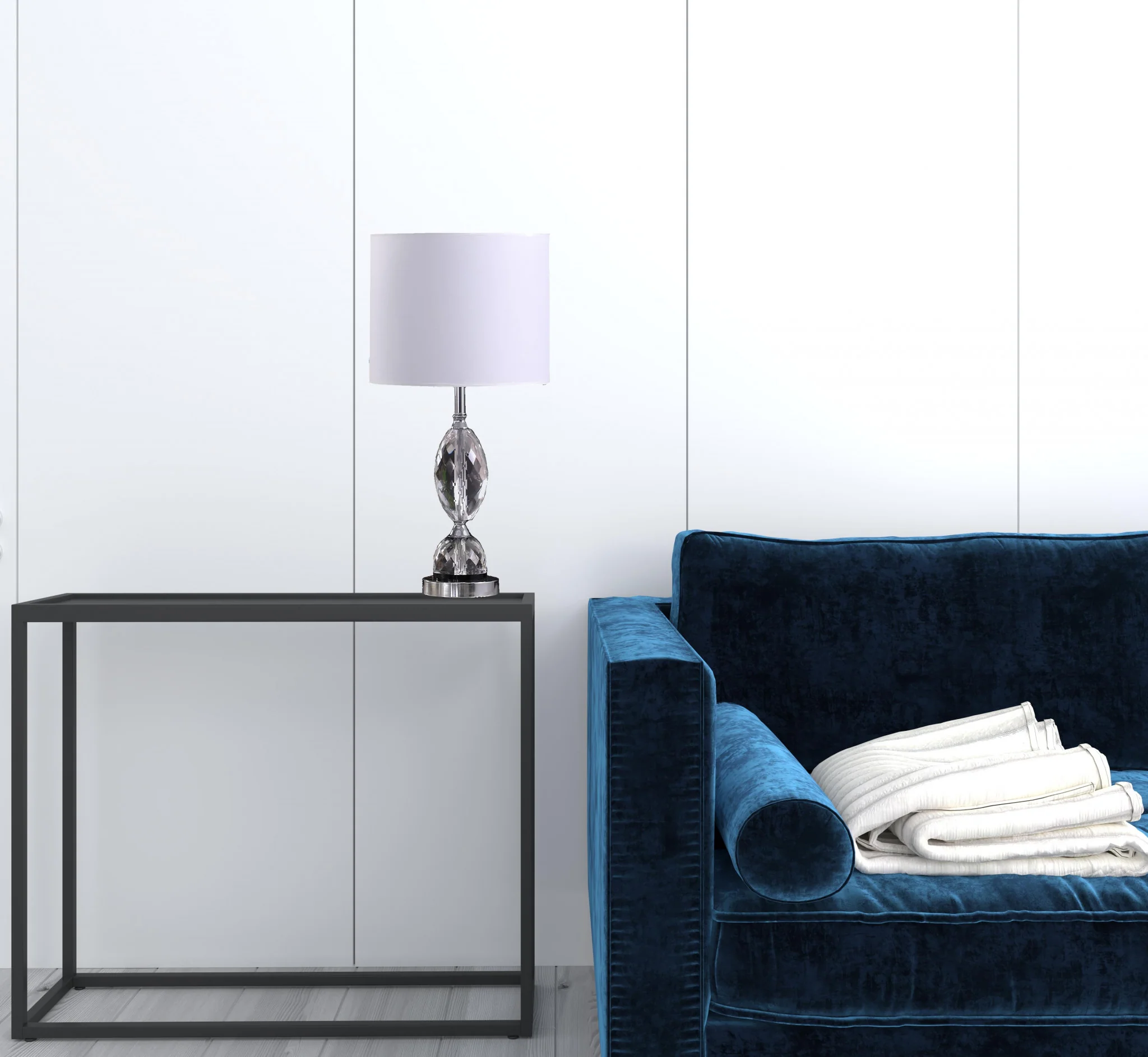 24" Silver Crystal Standard Table Lamp With White Shade By Homeroots - Image 6