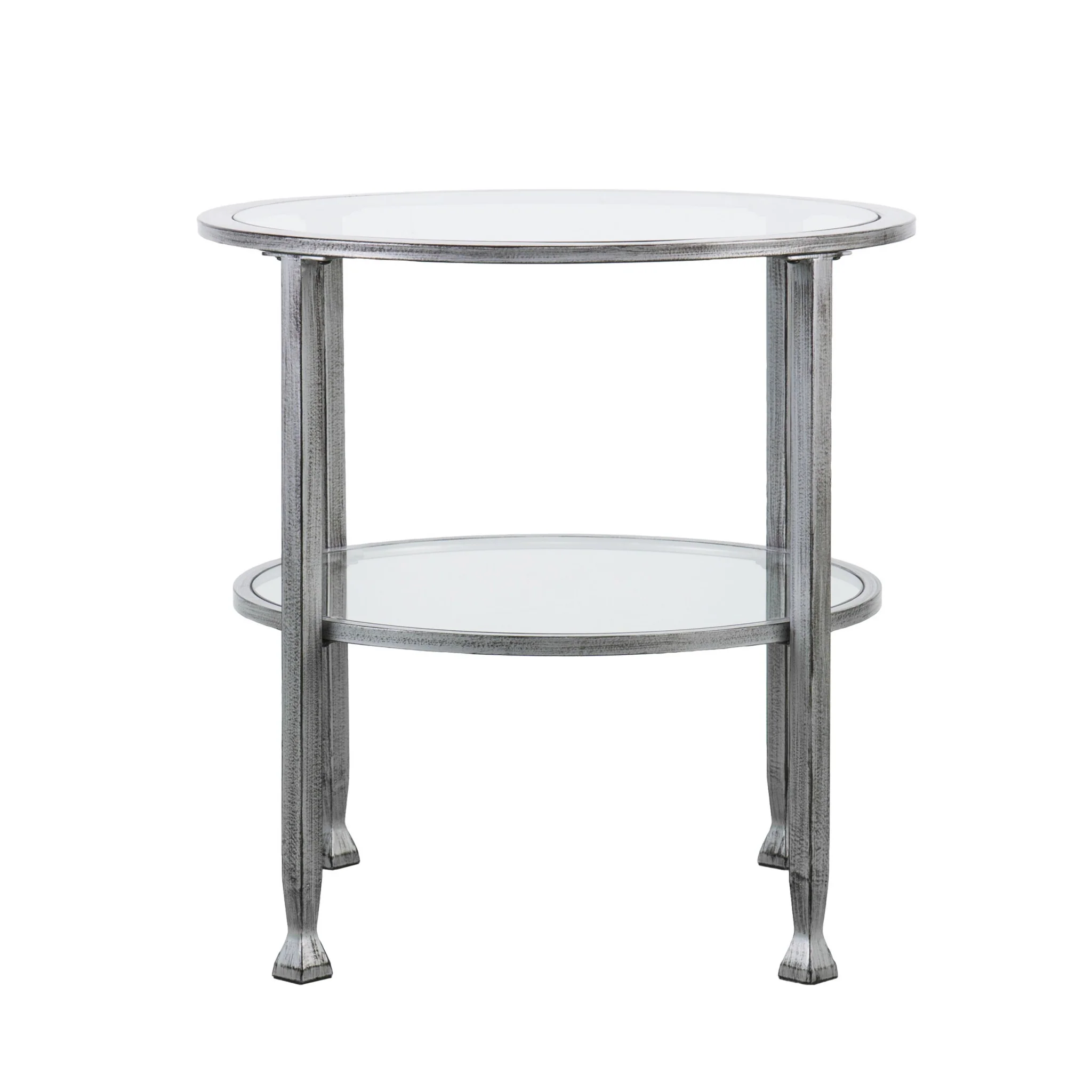 24" Silver Glass And Iron Round End Table By Homeroots - Image 2