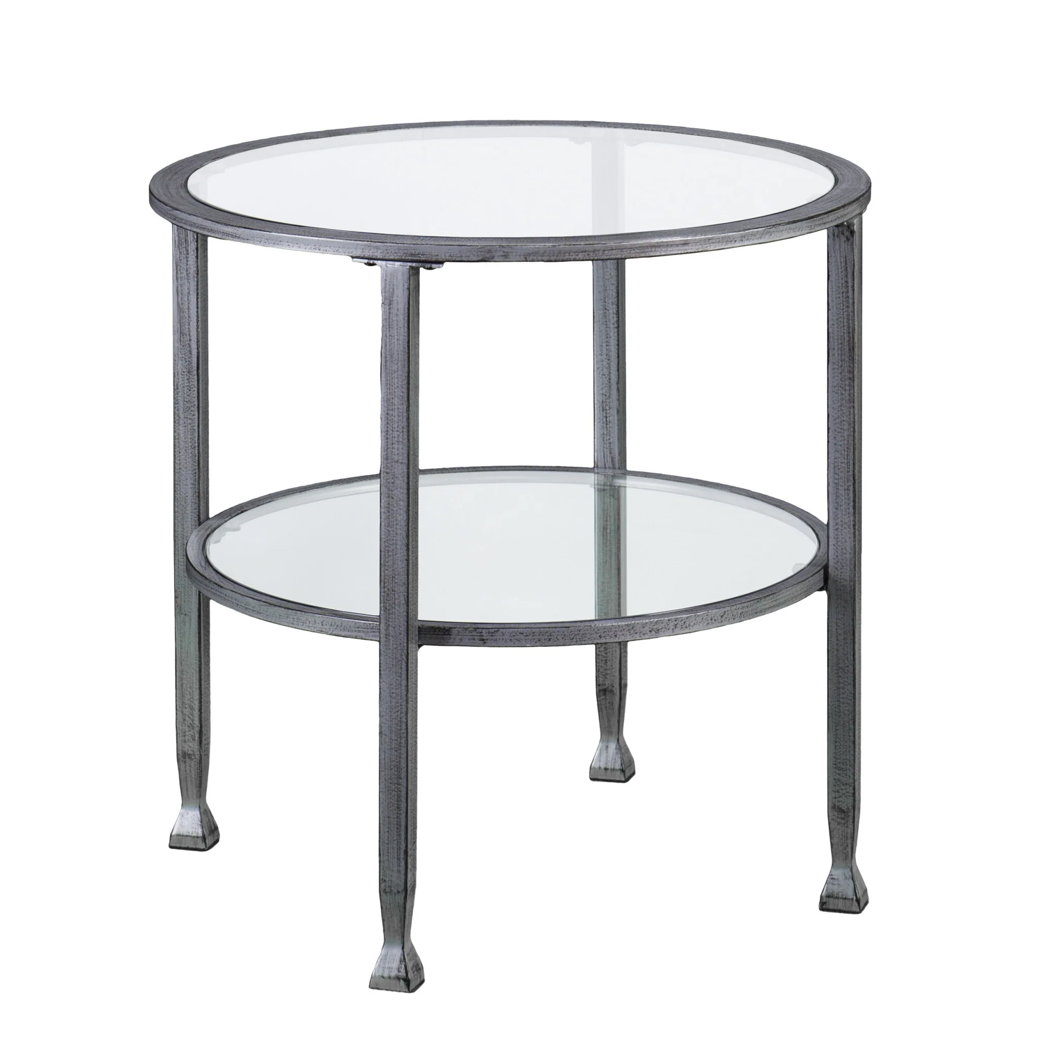 24" Silver Glass And Iron Round End Table By Homeroots - Image 3
