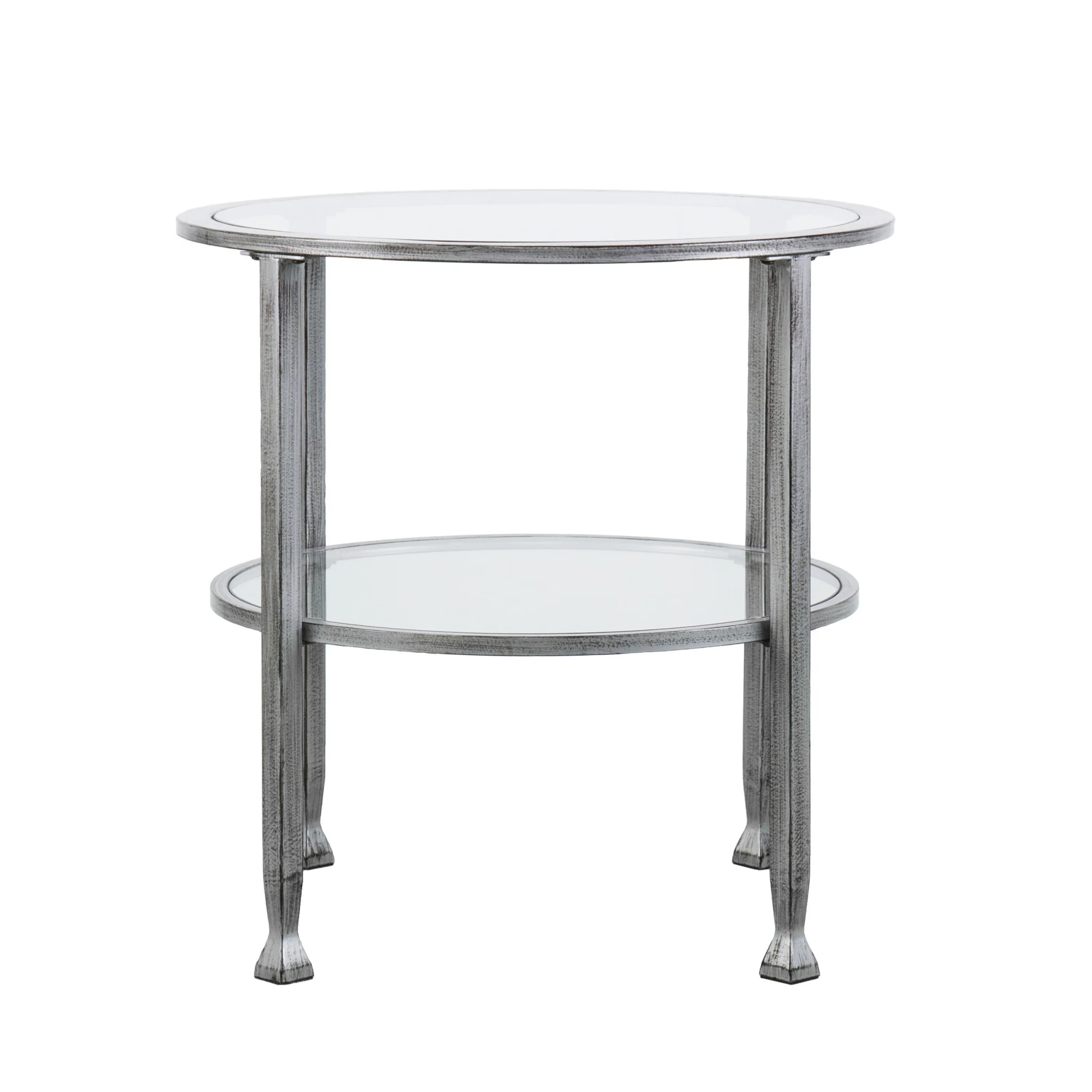 24" Silver Glass And Iron Round End Table By Homeroots - Image 5
