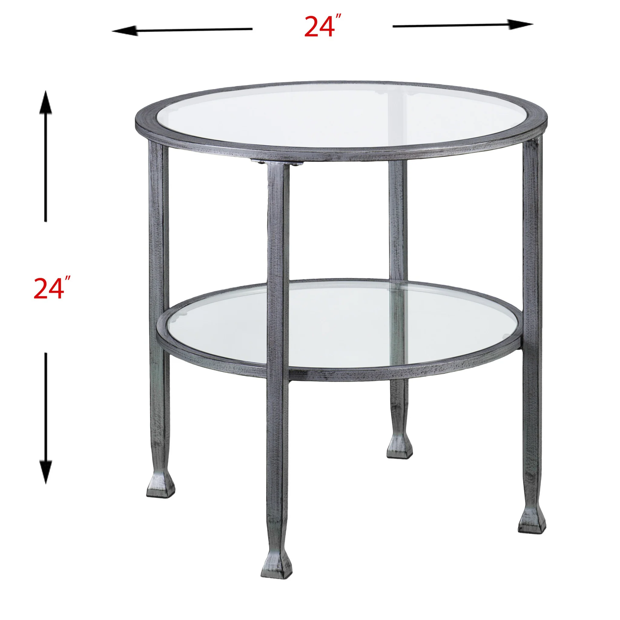 24" Silver Glass And Iron Round End Table By Homeroots - Image 9