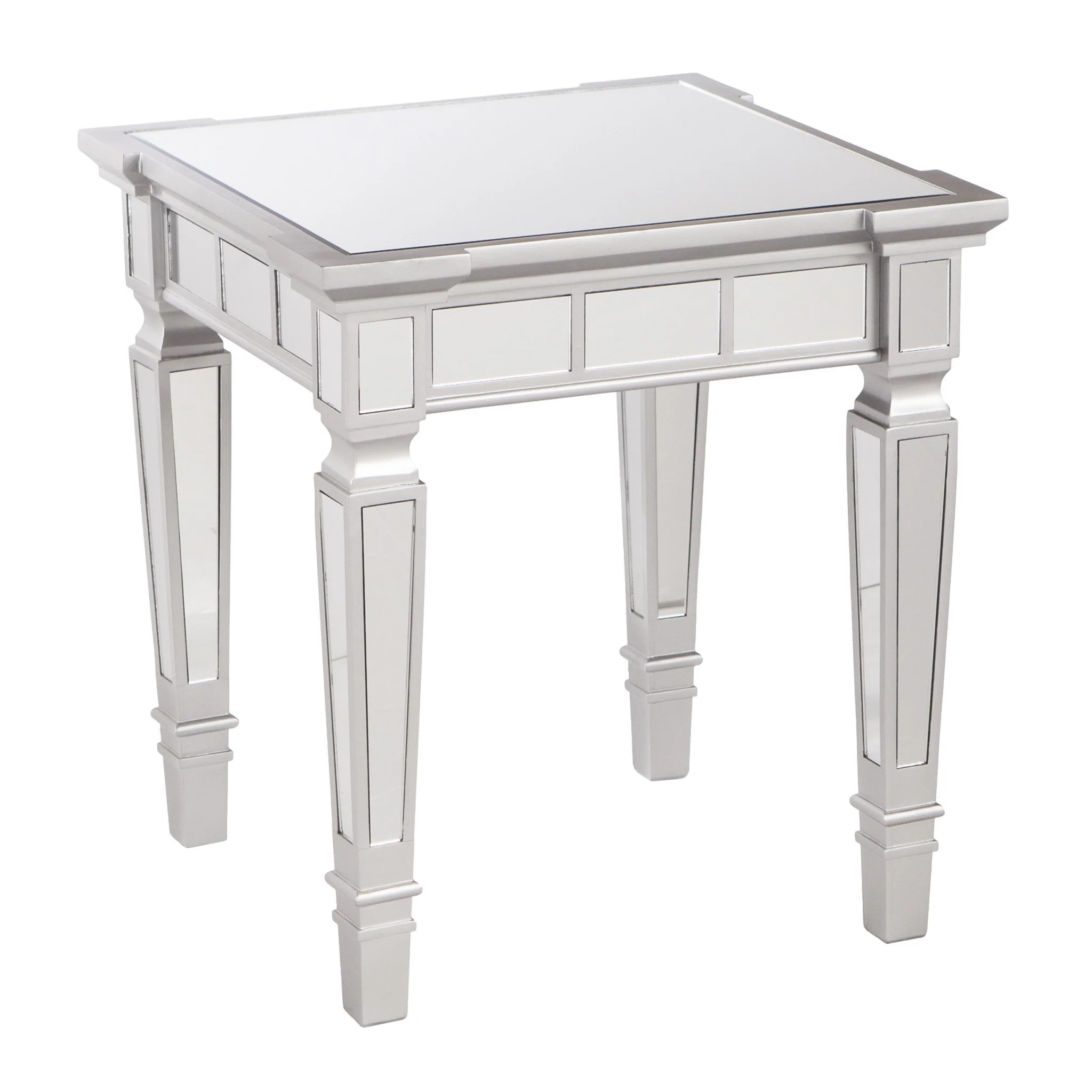24" Silver Glass And Manufactured Wood Square Mirrored End Table By Homeroots - Image 3