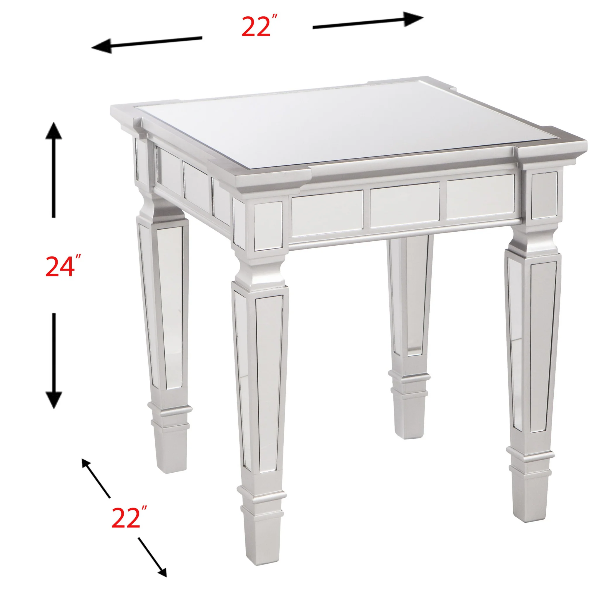 24" Silver Glass And Manufactured Wood Square Mirrored End Table By Homeroots - Image 9