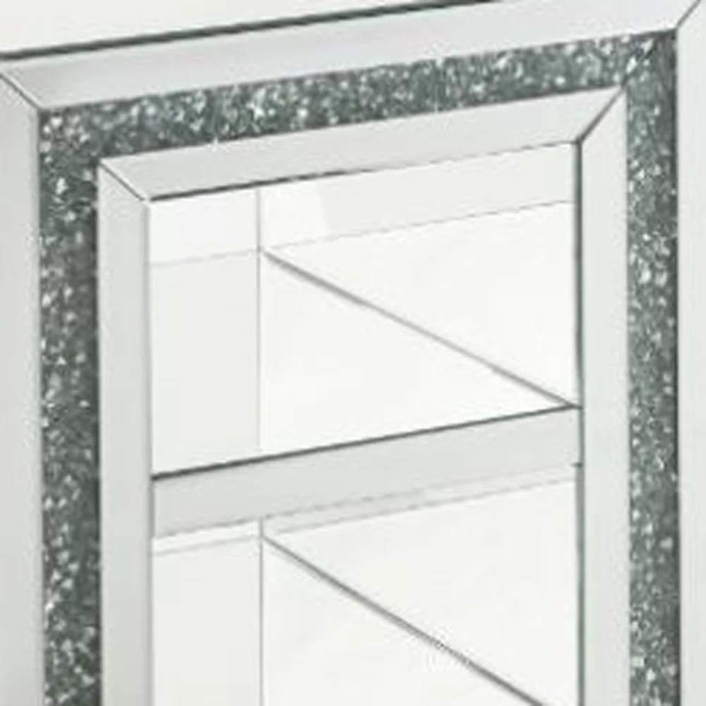 24" Silver Glass Rectangular Mirrored End Table With Two Shelves By Homeroots - Image 4