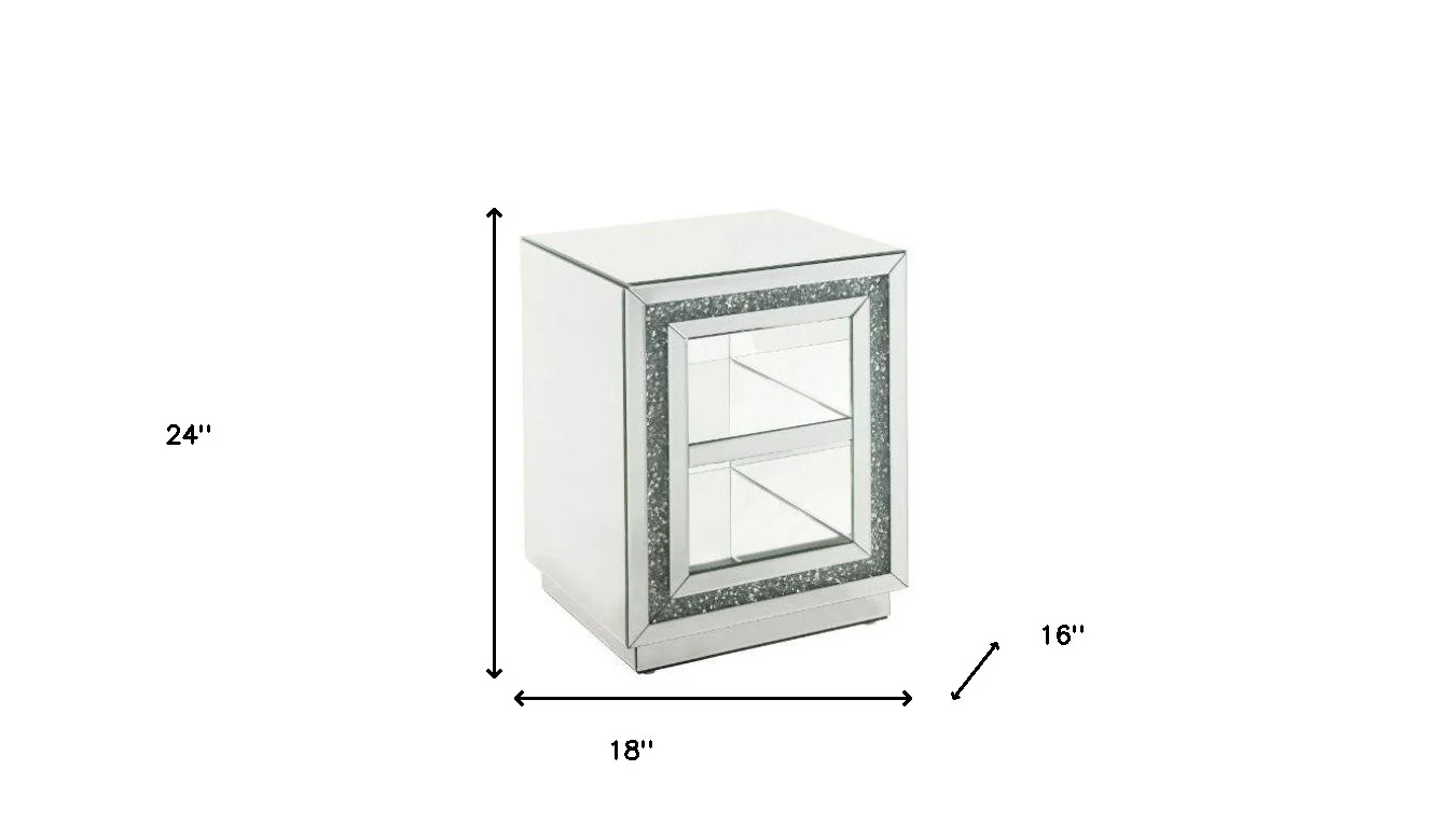 24" Silver Glass Rectangular Mirrored End Table With Two Shelves By Homeroots - Image 5