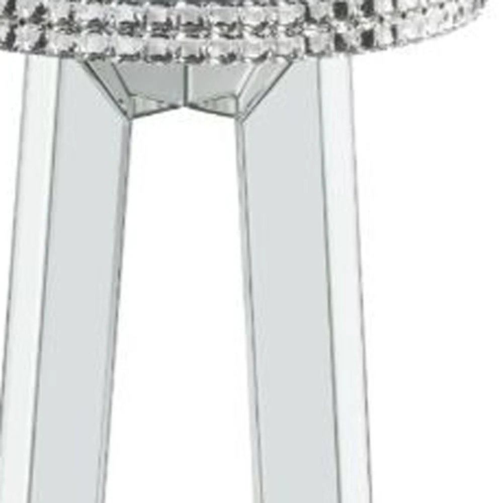 24" Silver Glass Round Mirrored End Table By Homeroots - Image 3