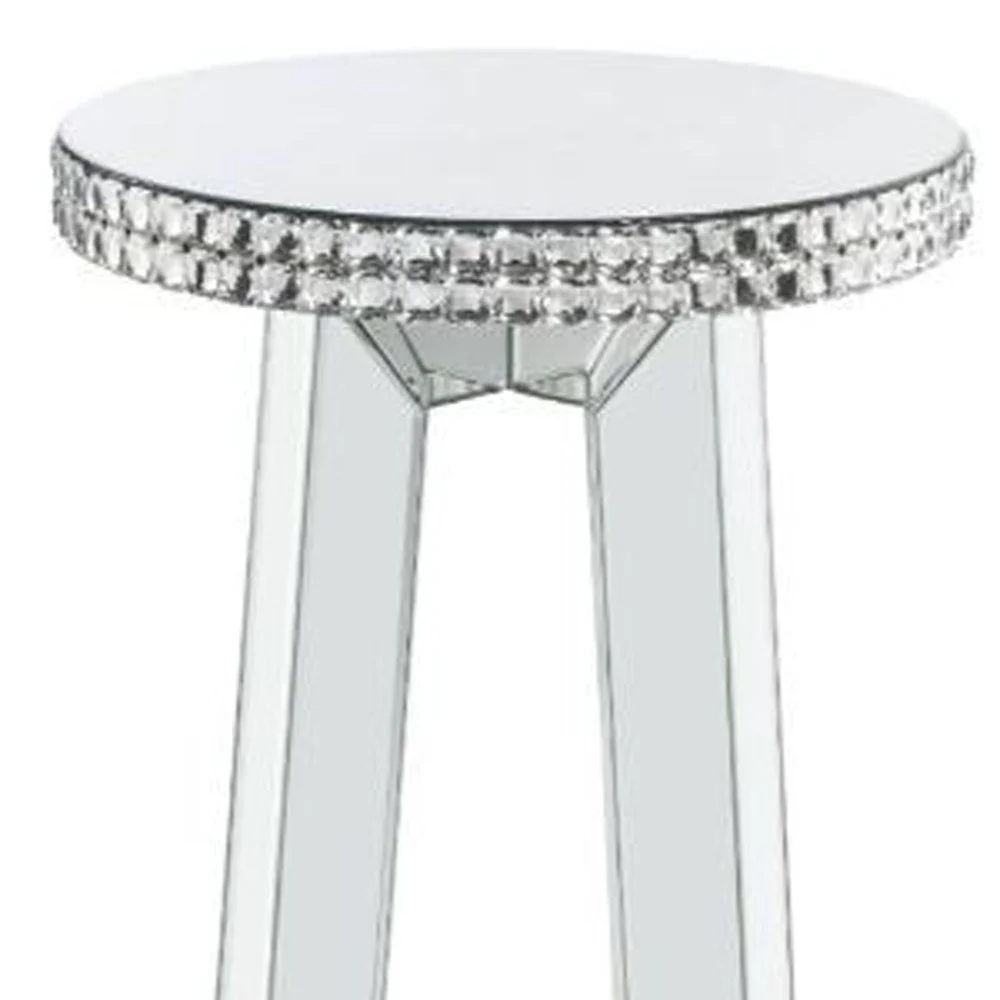 24" Silver Glass Round Mirrored End Table By Homeroots - Image 4