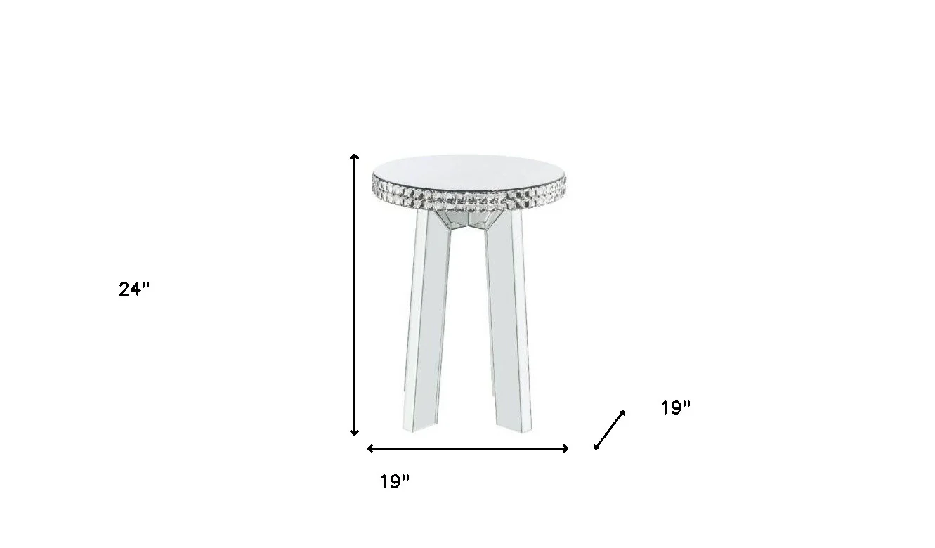24" Silver Glass Round Mirrored End Table By Homeroots - Image 5