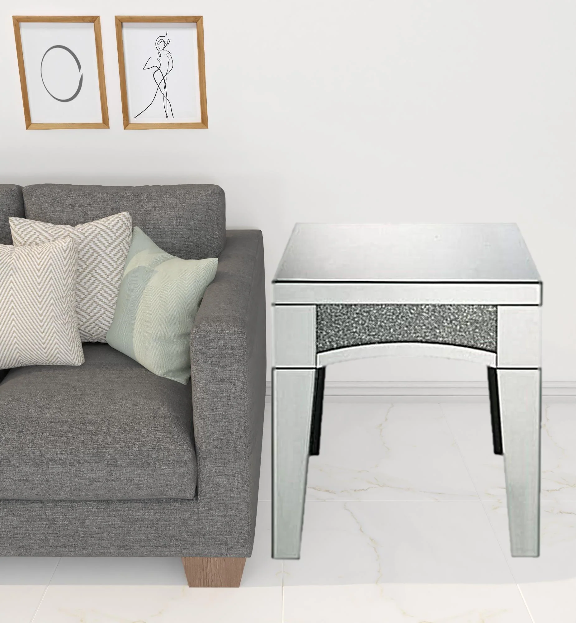 24" Silver Mirrored And Manufactured Wood Square End Table By Homeroots - Image 2