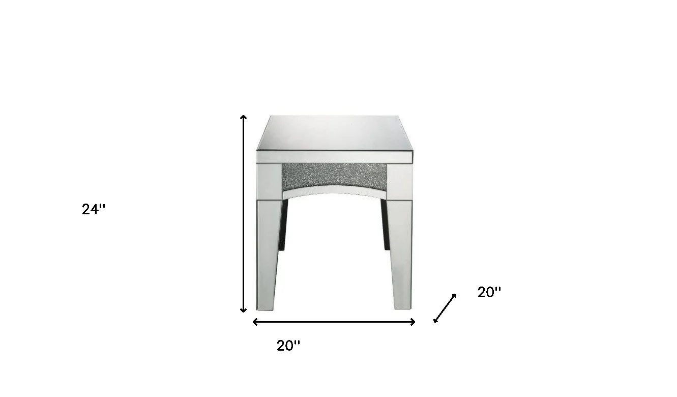 24" Silver Mirrored And Manufactured Wood Square End Table By Homeroots - Image 5