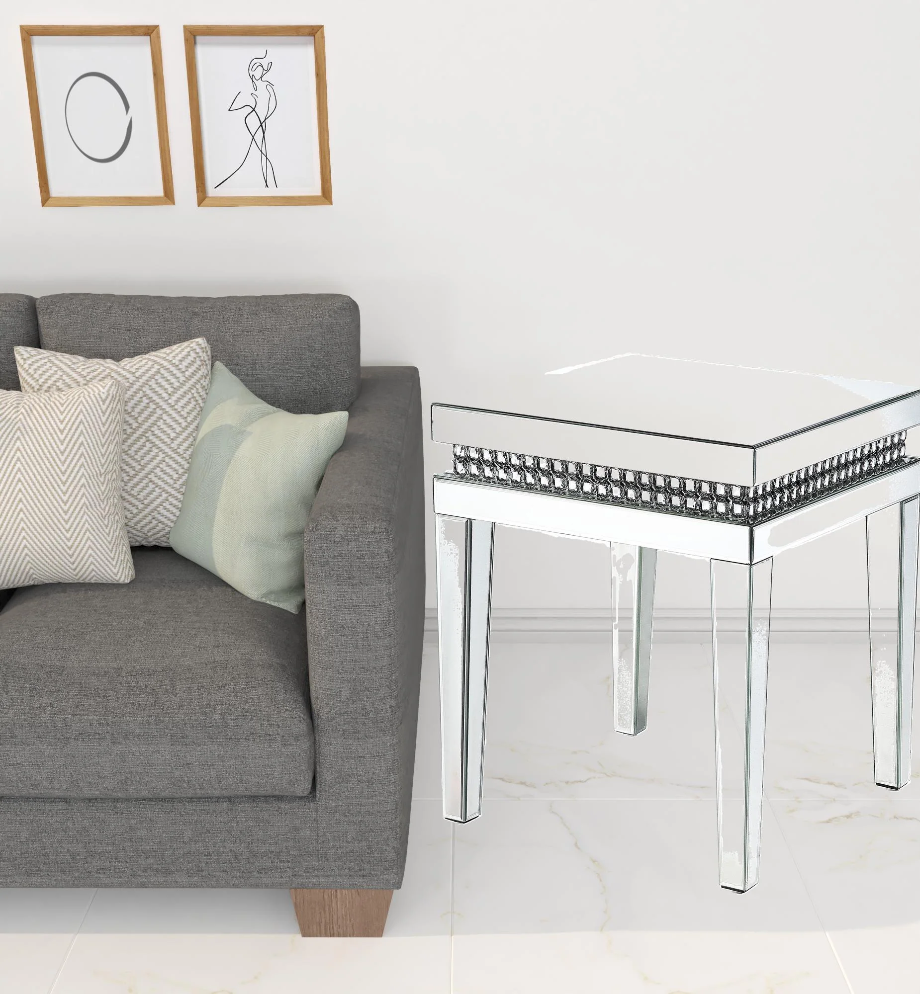 24" Silver Mirrored Square End Table By Homeroots - Image 5