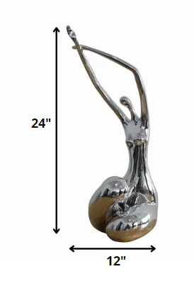 24" Silver Polyresin Sculpture By Homeroots - Image 2
