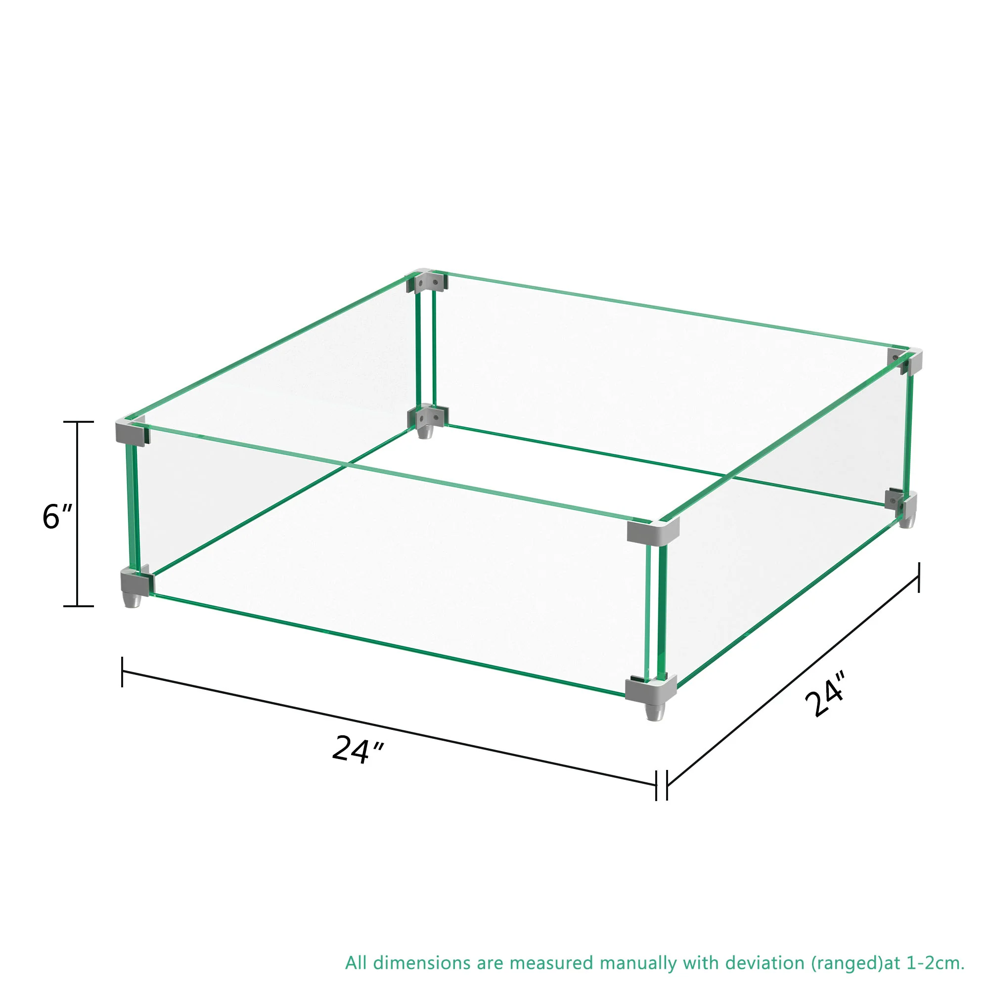 24" Square Glass Fire Pit Flame Guard By Homeroots - Image 3