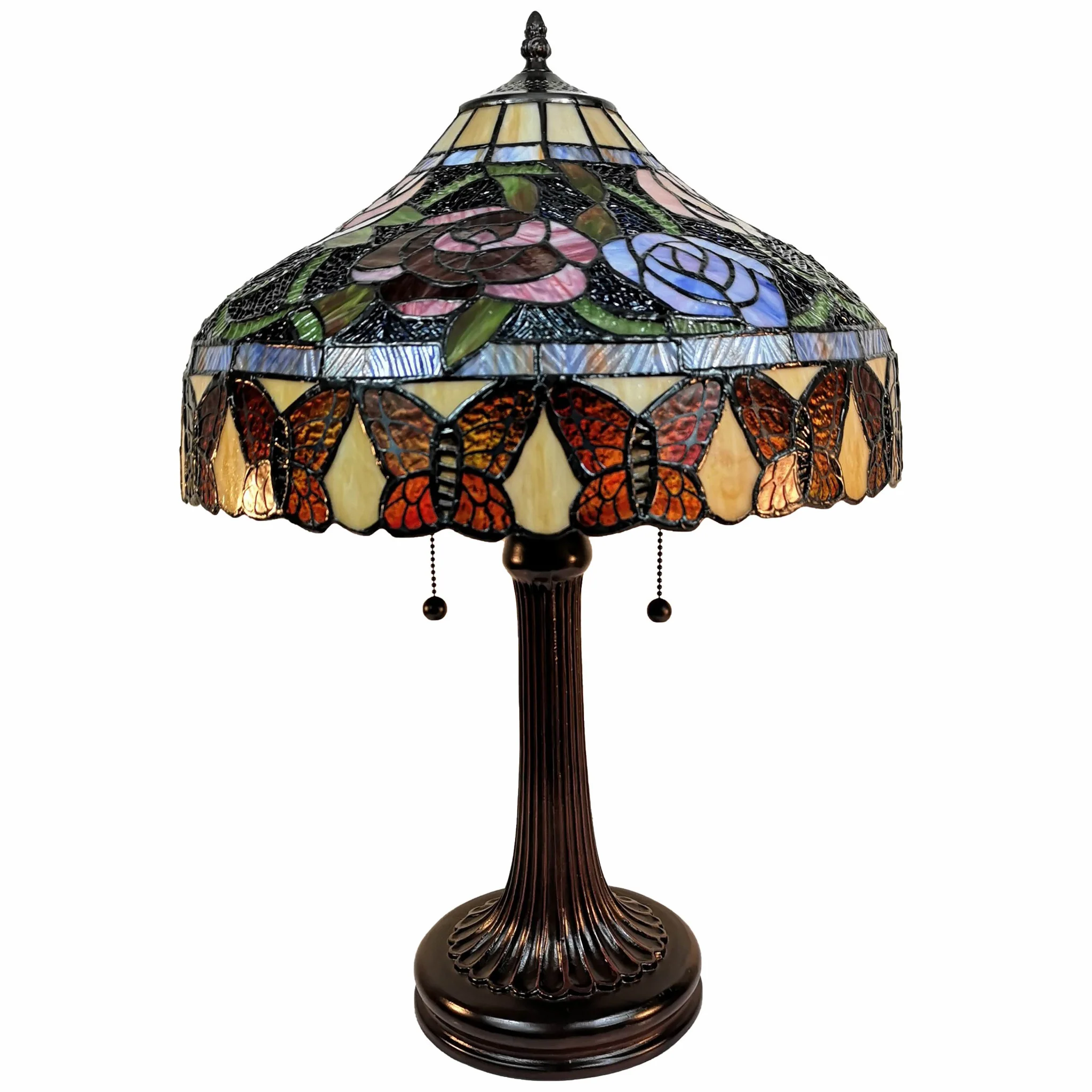 24" Stained Glass Red Roses Accent Table Lamp By Homeroots - Image 5