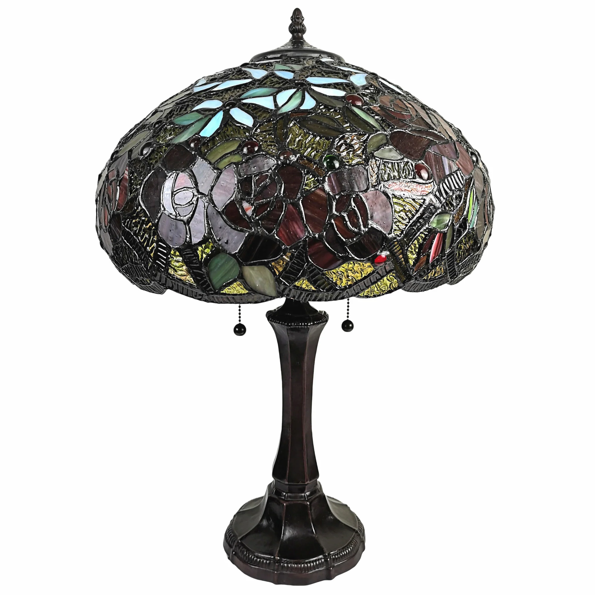 24" Stained Glass Two Light Jeweled Roses Accent Table Lamp By Homeroots - Image 2