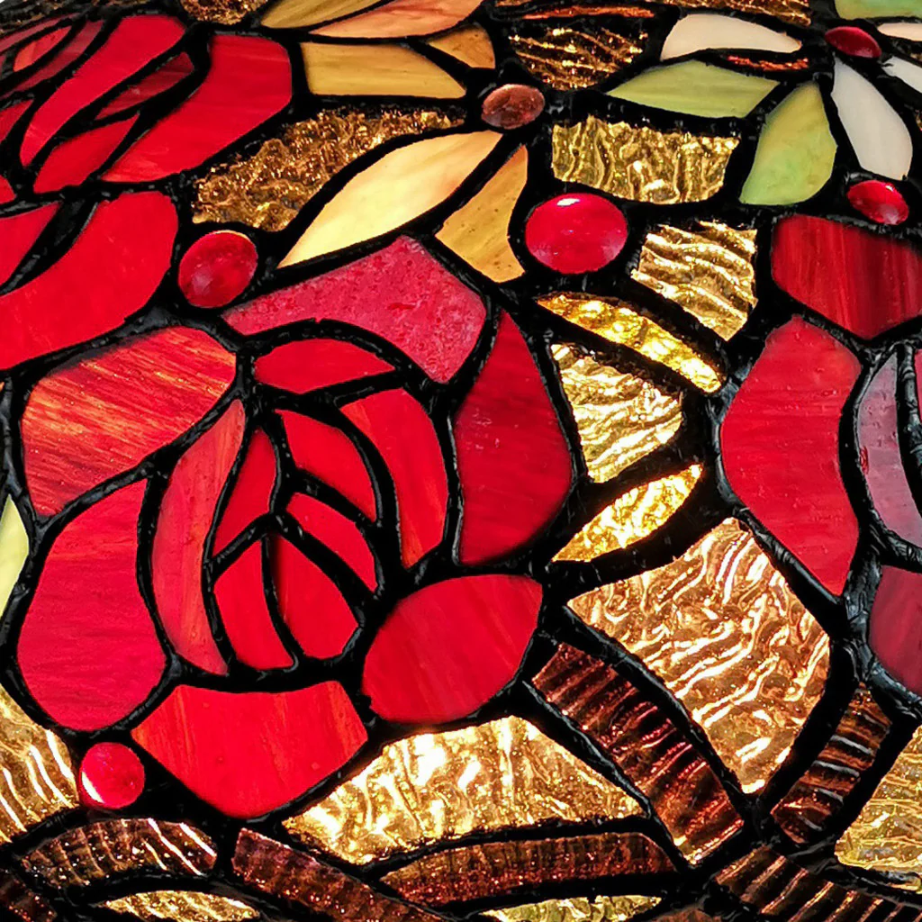 24" Stained Glass Two Light Jeweled Roses Accent Table Lamp By Homeroots - Image 3