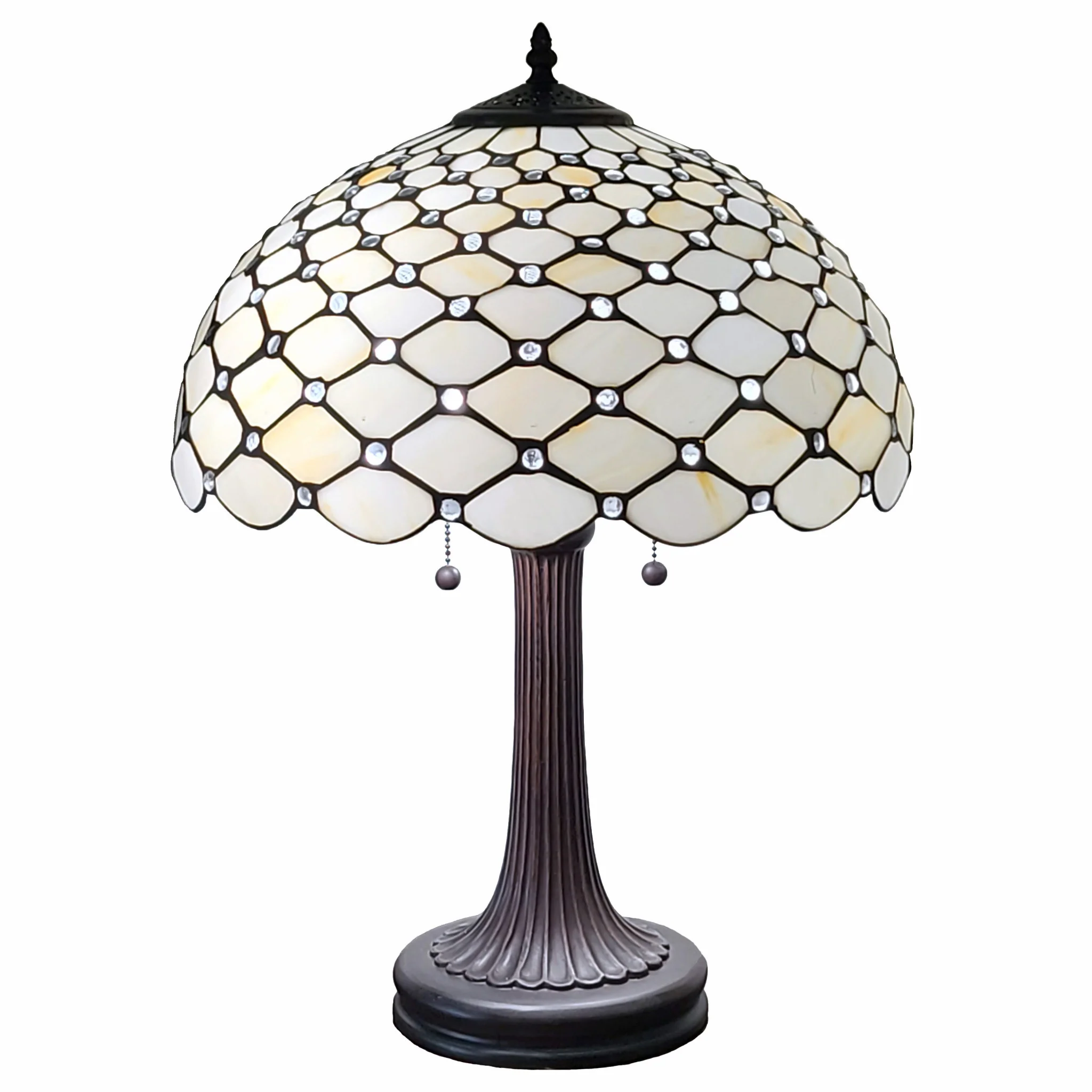 24" Stained Glass Two Light Jeweled Vintage Accent Table Lamp By Homeroots - Image 2