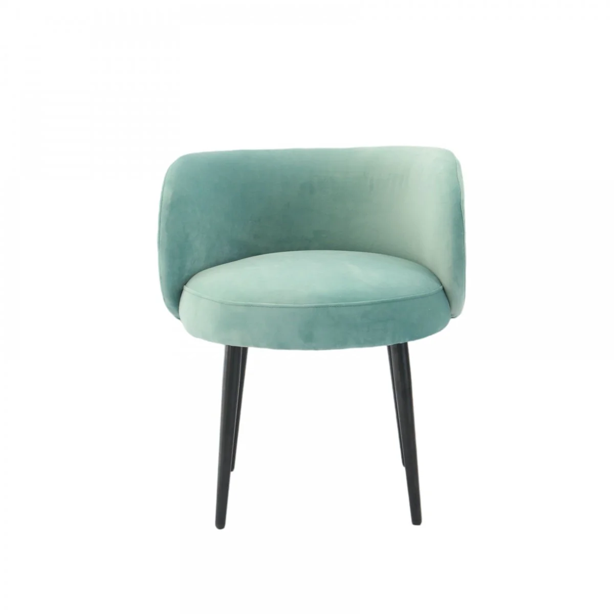 24" Teal Velvet And Black Solid Color Arm Chair By Homeroots - Image 2