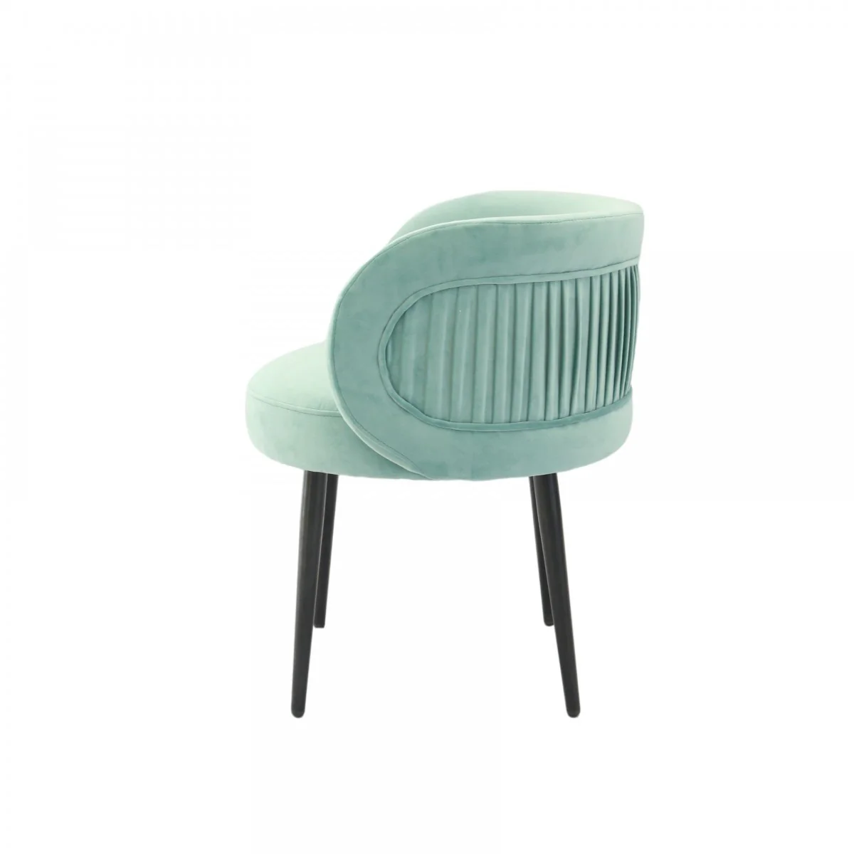 24" Teal Velvet And Black Solid Color Arm Chair By Homeroots - Image 3