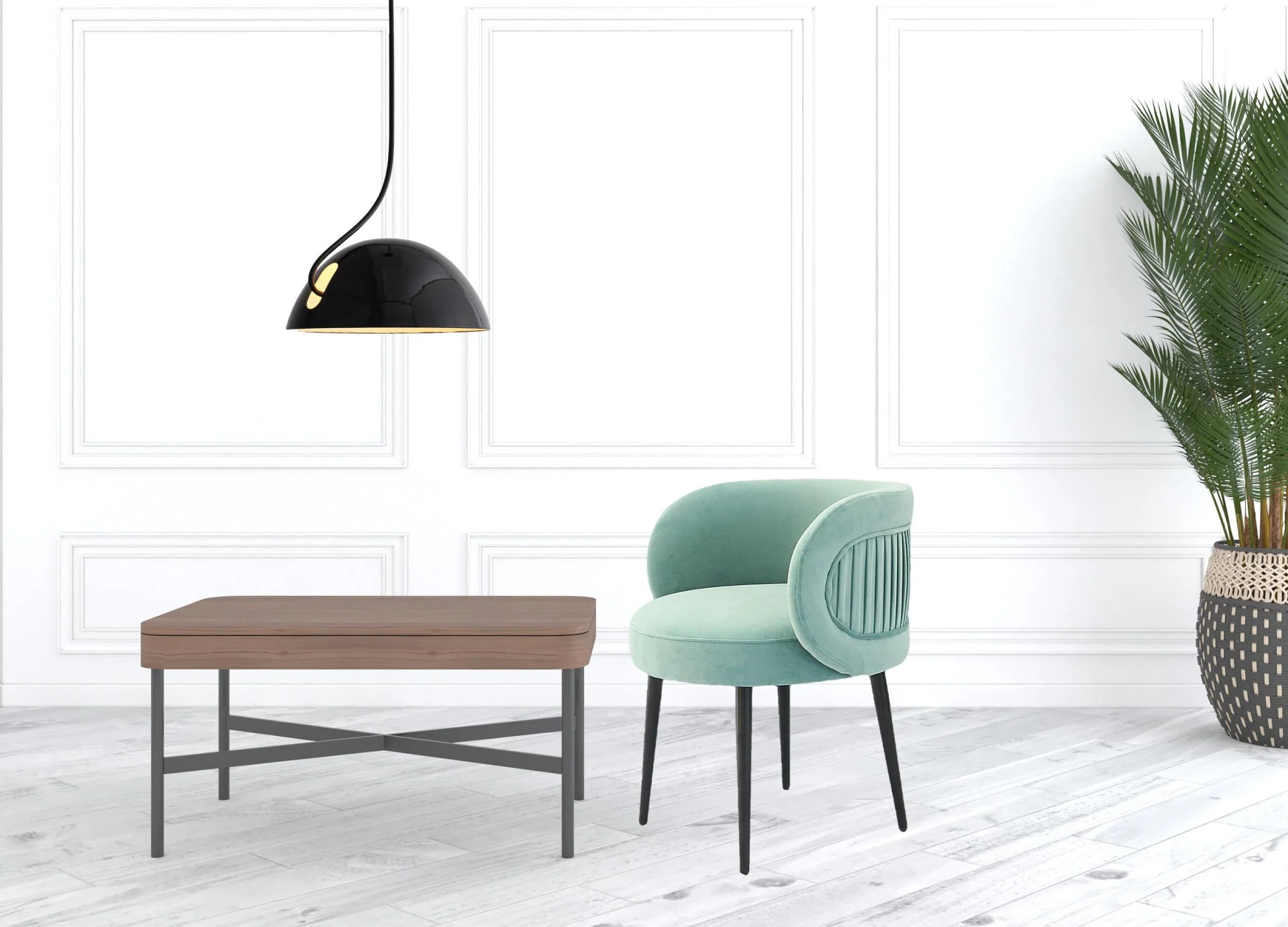 24" Teal Velvet And Black Solid Color Arm Chair By Homeroots - Image 5