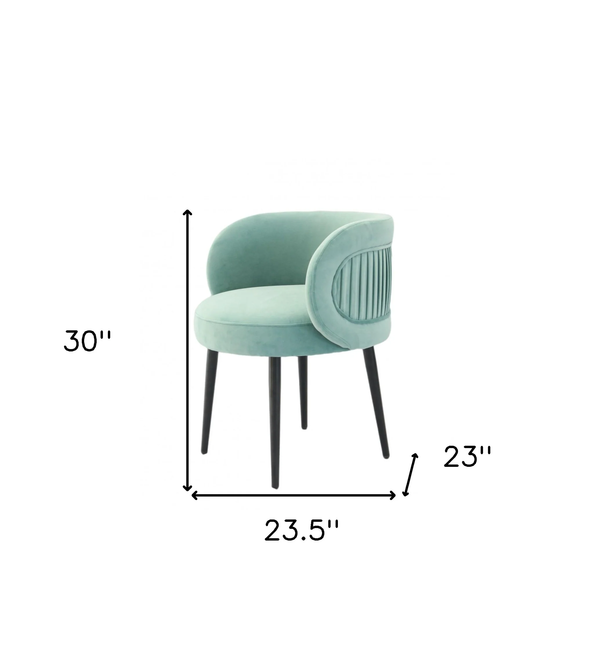 24" Teal Velvet And Black Solid Color Arm Chair By Homeroots - Image 6
