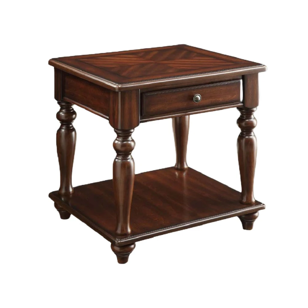 24" Walnut Manufactured Wood Rectangular End Table With Drawer And Shelf By Homeroots - Image 2