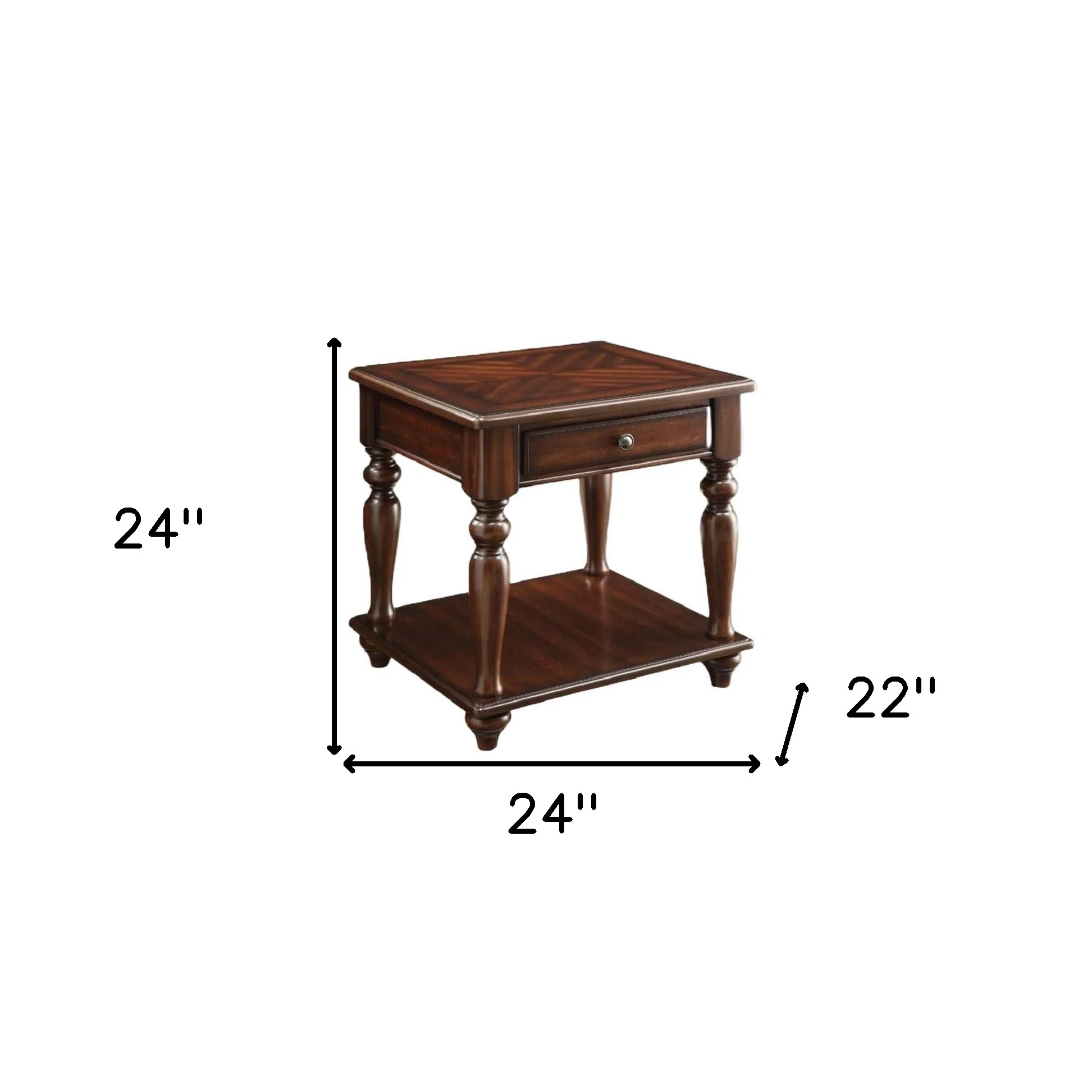 24" Walnut Manufactured Wood Rectangular End Table With Drawer And Shelf By Homeroots - Image 5