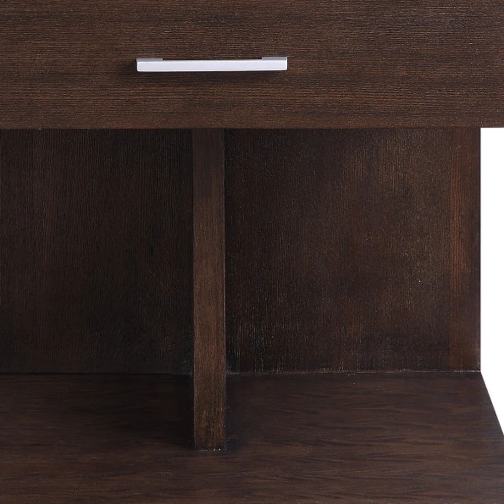24" Walnut Manufactured Wood Square End Table With Drawer And Shelf By Homeroots - Image 5