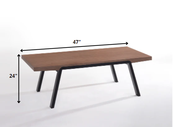 24' Walnut Wood and Black Metal Coffee Table By Homeroots - Image 2