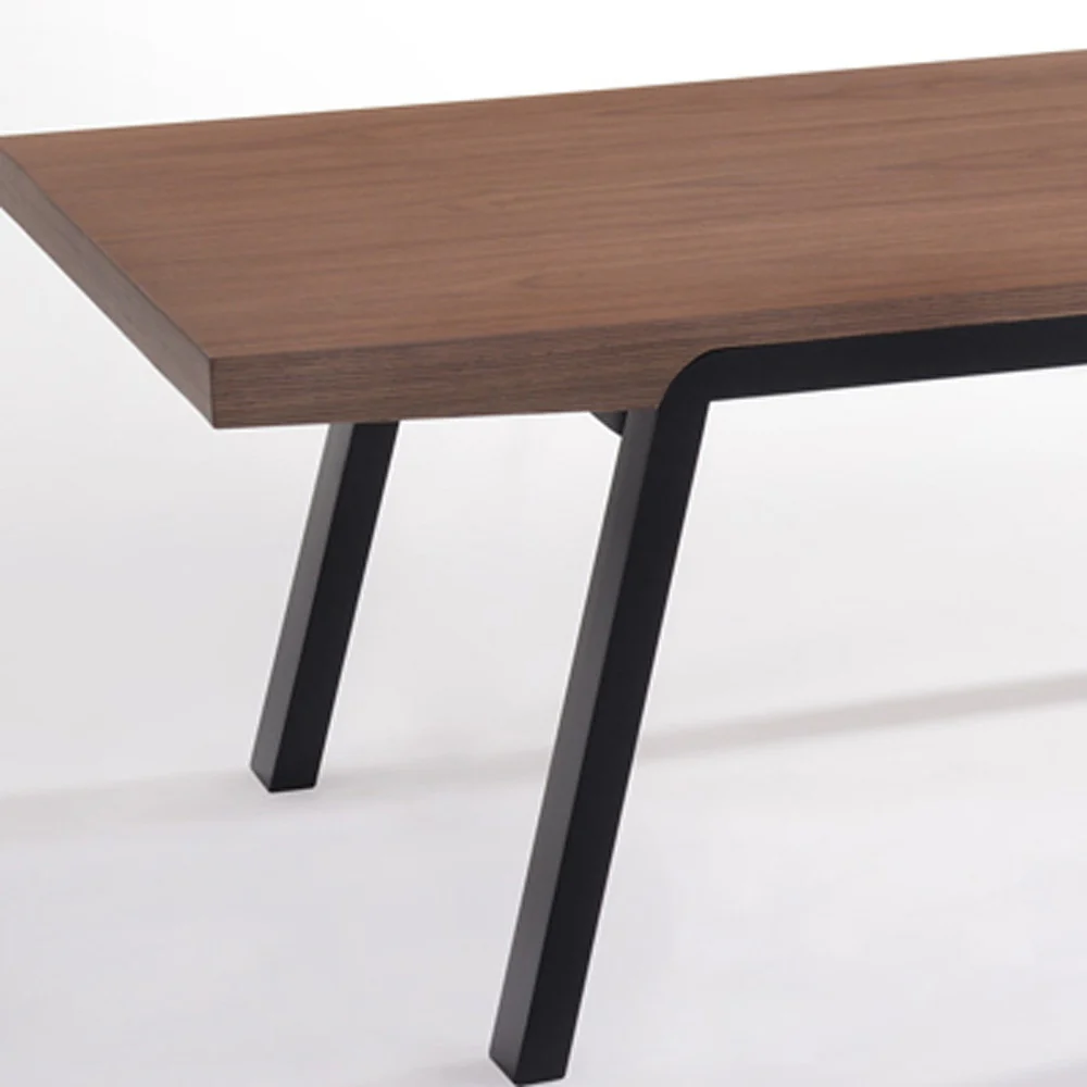 24' Walnut Wood and Black Metal Coffee Table By Homeroots - Image 4