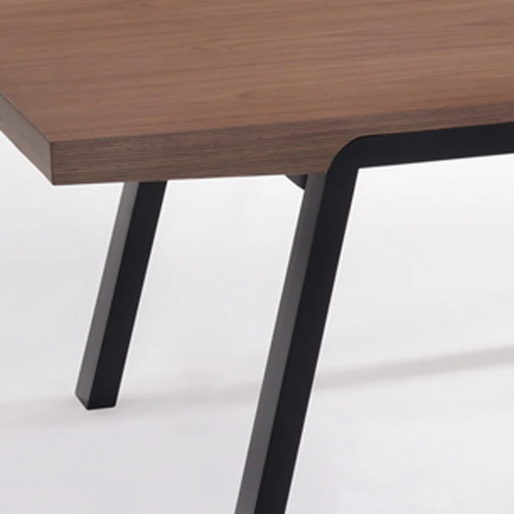 24' Walnut Wood and Black Metal Coffee Table By Homeroots - Image 5