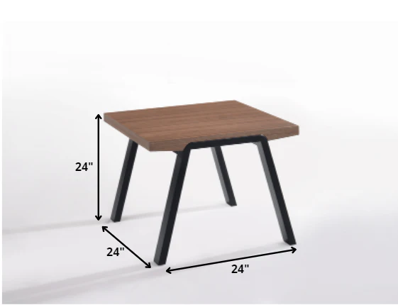24' Walnut Wood and Black Metal End Table By Homeroots - Image 2