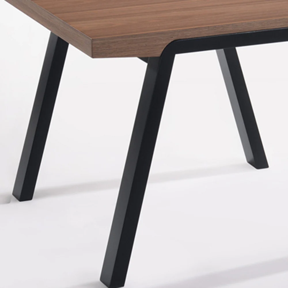 24' Walnut Wood and Black Metal End Table By Homeroots - Image 4
