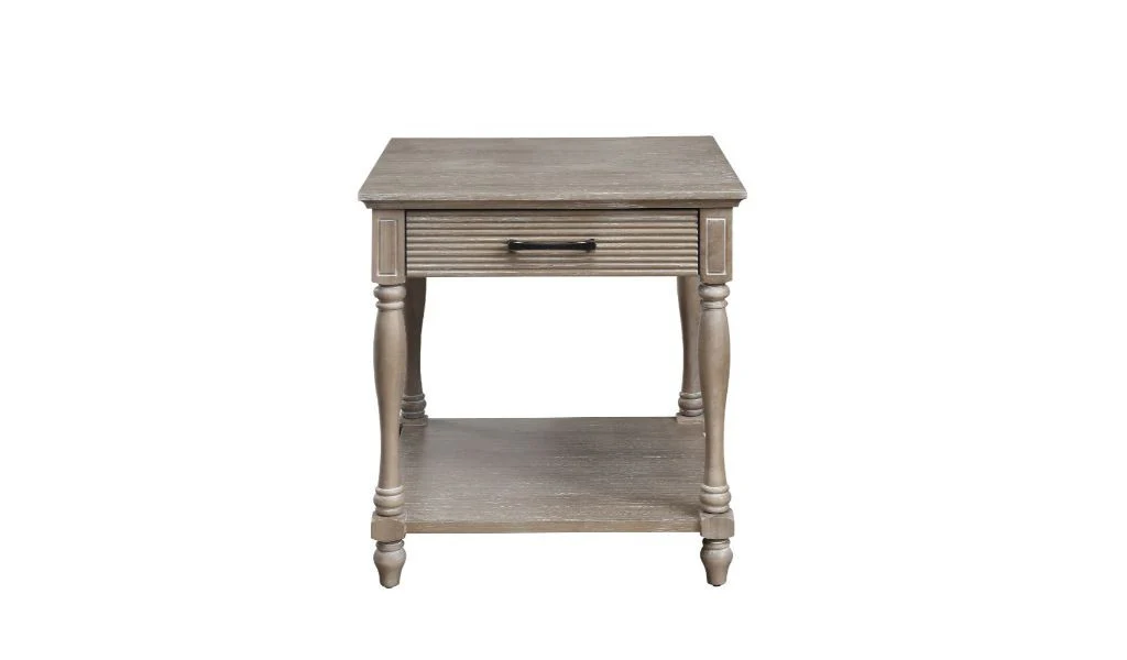 24" Weathered Oak Solid Wood Square End Table By Homeroots - Image 2