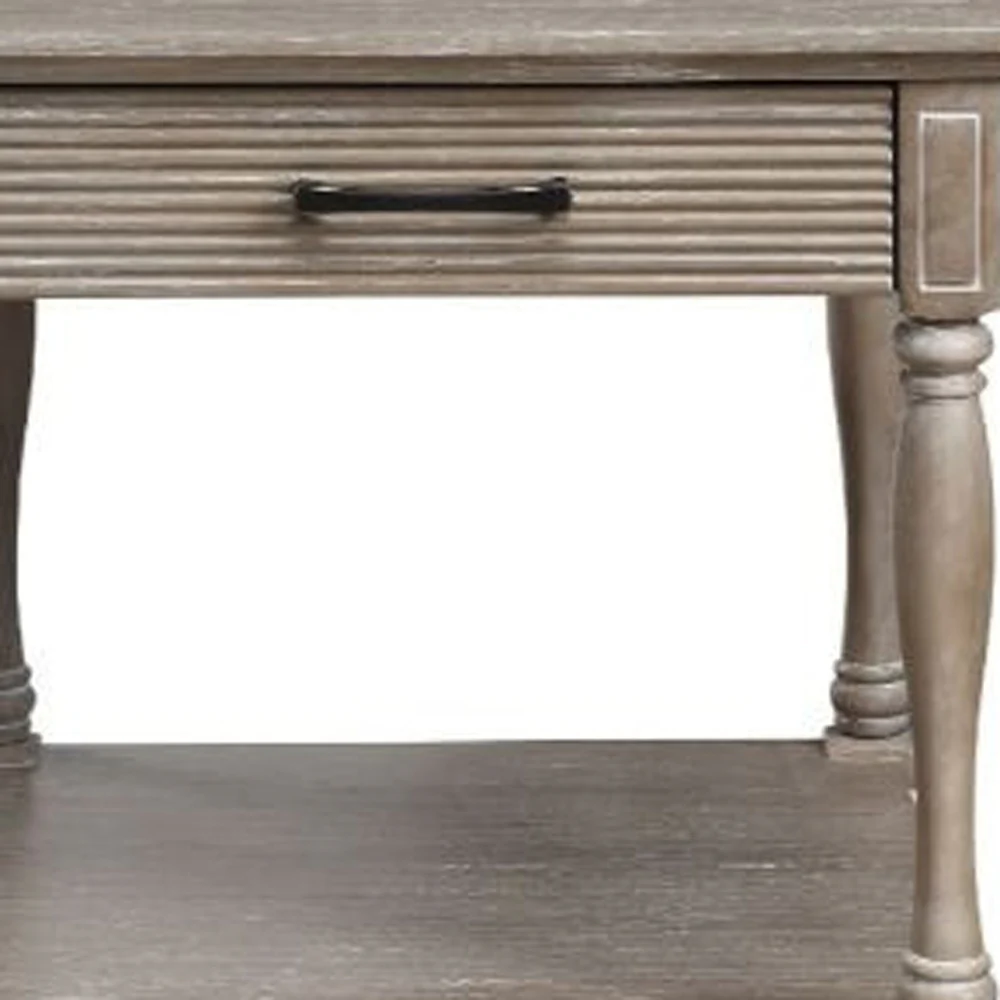 24" Weathered Oak Solid Wood Square End Table By Homeroots - Image 4