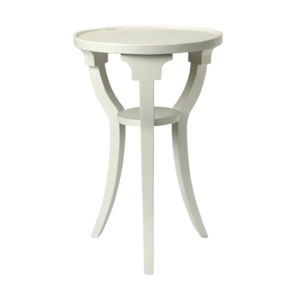24" White And Cottage White Manufactured Wood Round End Table With Shelf By Homeroots - Image 2