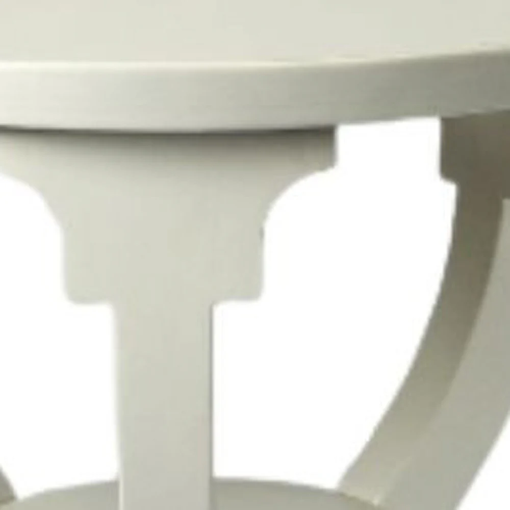 24" White And Cottage White Manufactured Wood Round End Table With Shelf By Homeroots - Image 3