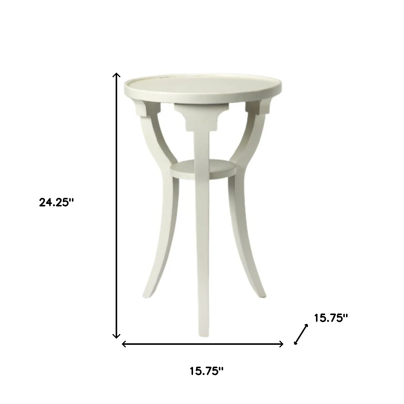 24" White And Cottage White Manufactured Wood Round End Table With Shelf By Homeroots - Image 5