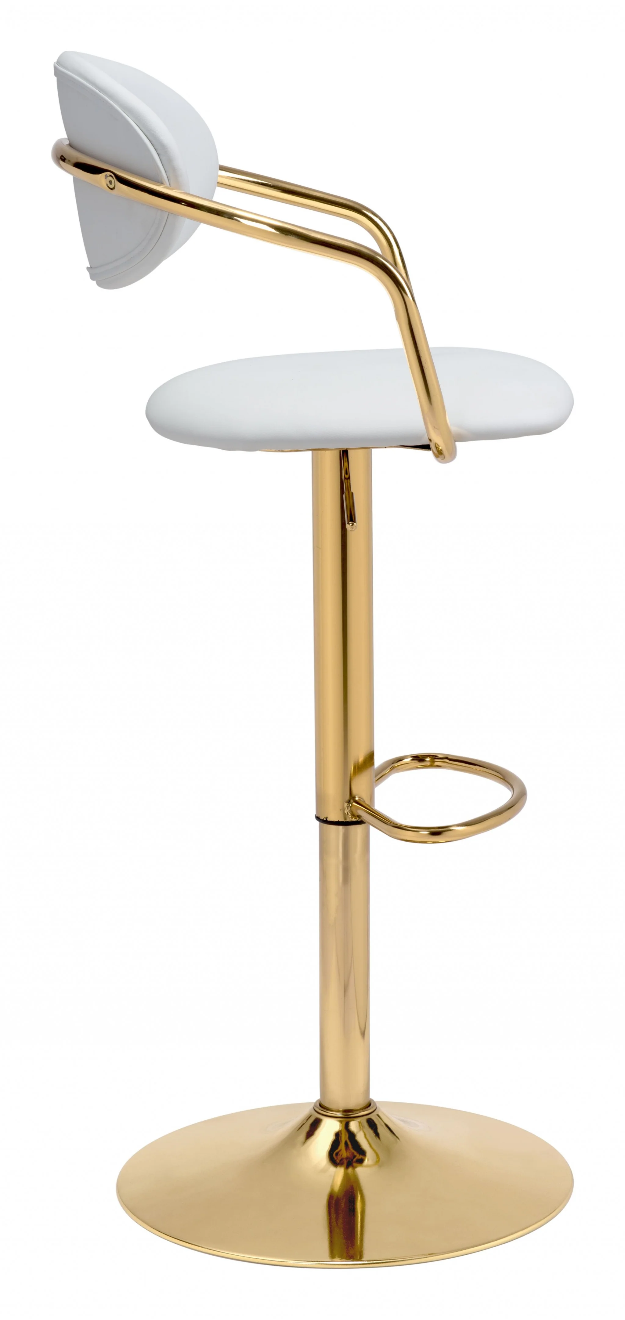 24" White And Gold Steel Swivel Low Back Counter Height Bar Chair With Footrest By Homeroots - Image 3