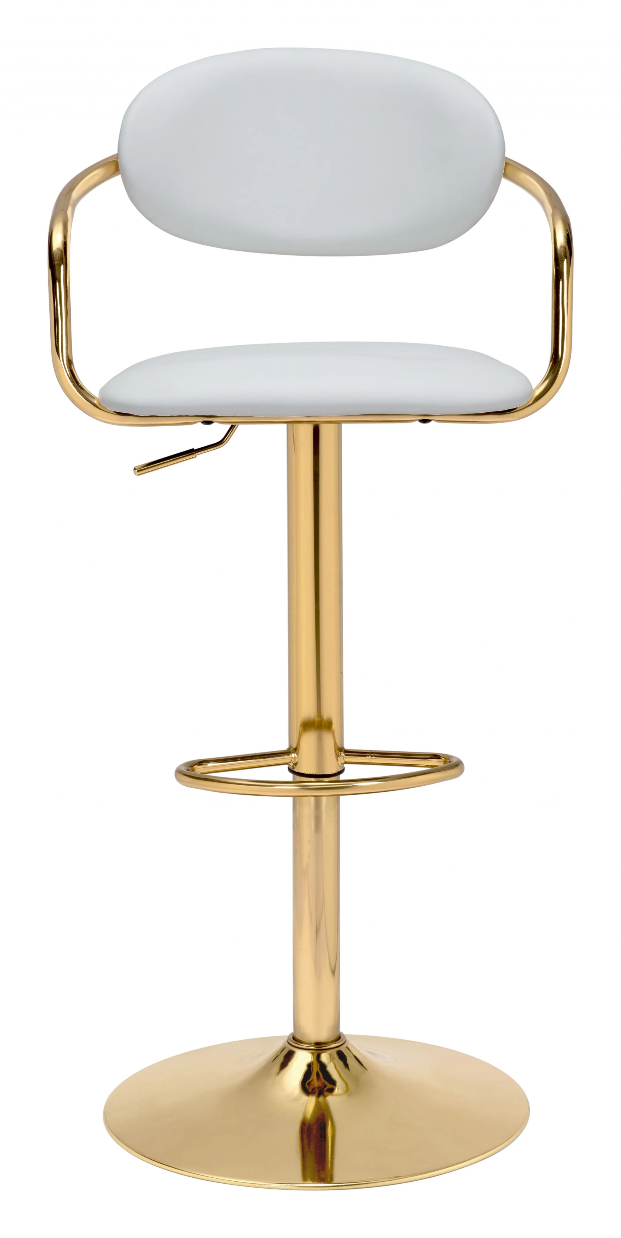 24" White And Gold Steel Swivel Low Back Counter Height Bar Chair With Footrest By Homeroots - Image 4