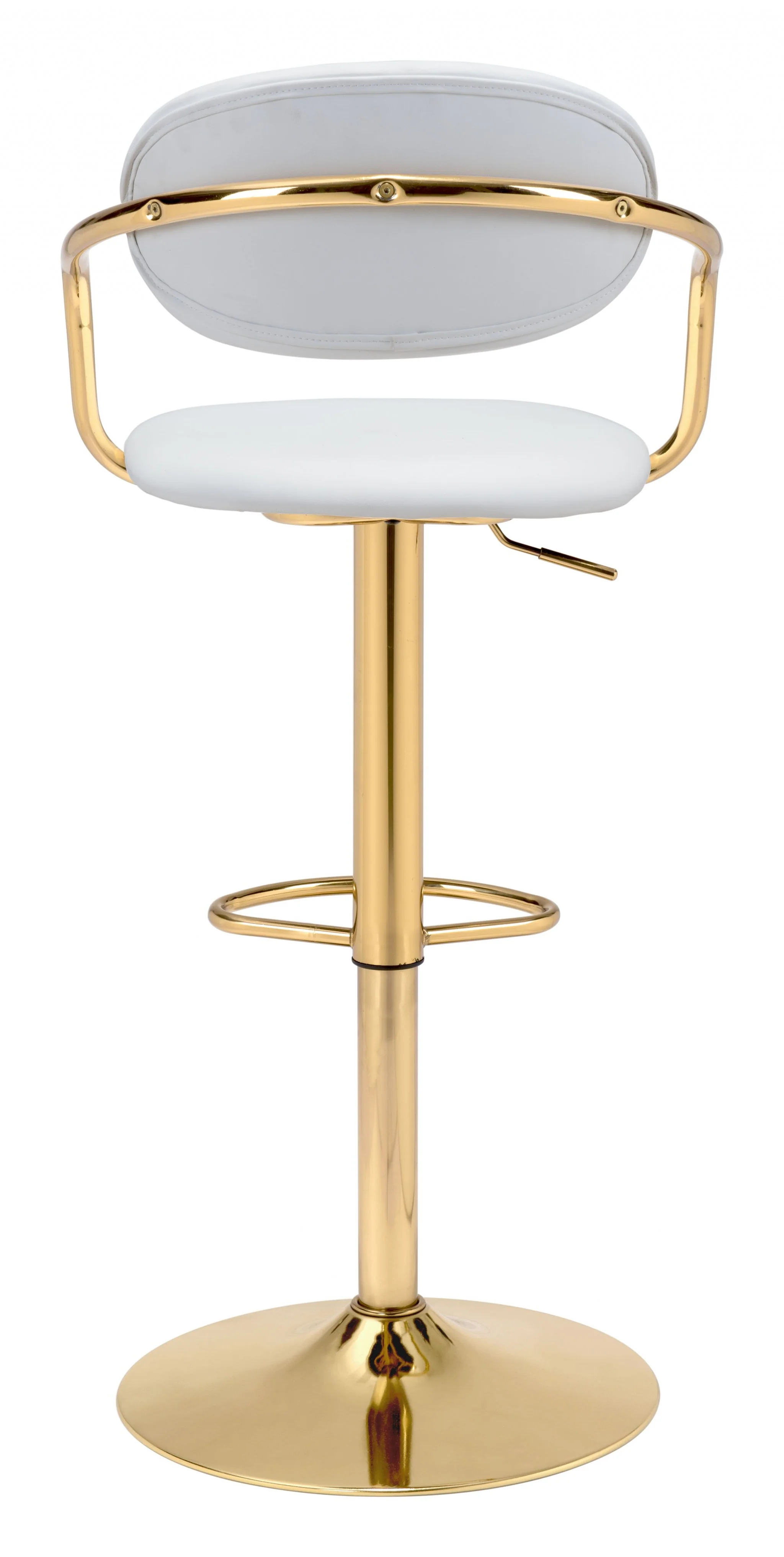 24" White And Gold Steel Swivel Low Back Counter Height Bar Chair With Footrest By Homeroots - Image 5