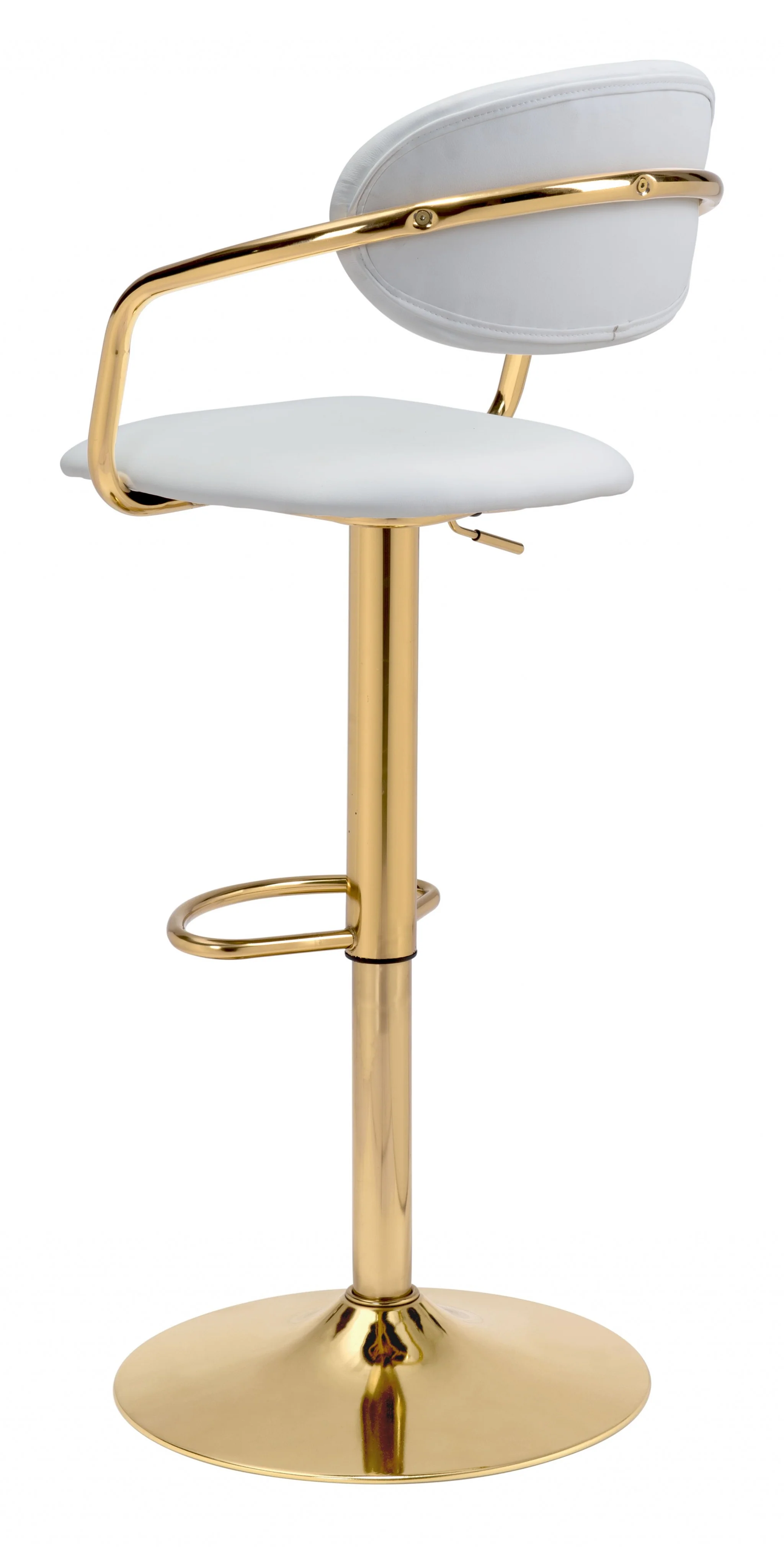 24" White And Gold Steel Swivel Low Back Counter Height Bar Chair With Footrest By Homeroots - Image 6