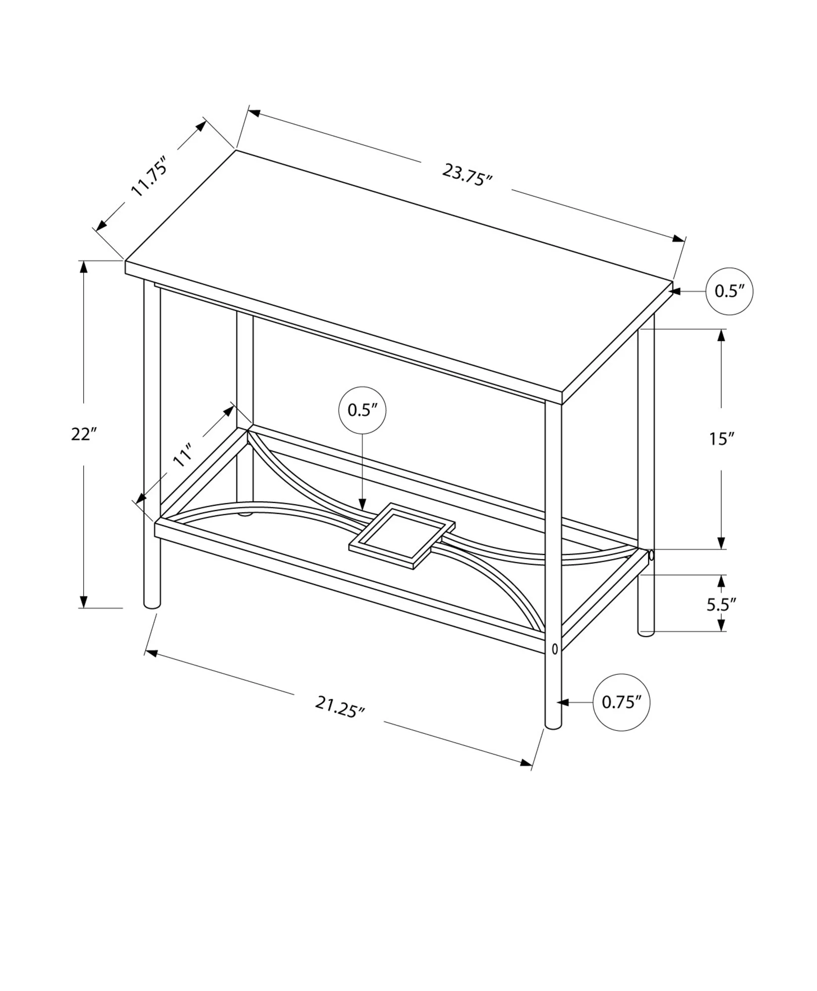 24" White And Silver Console Table With Storage By Homeroots - Image 4