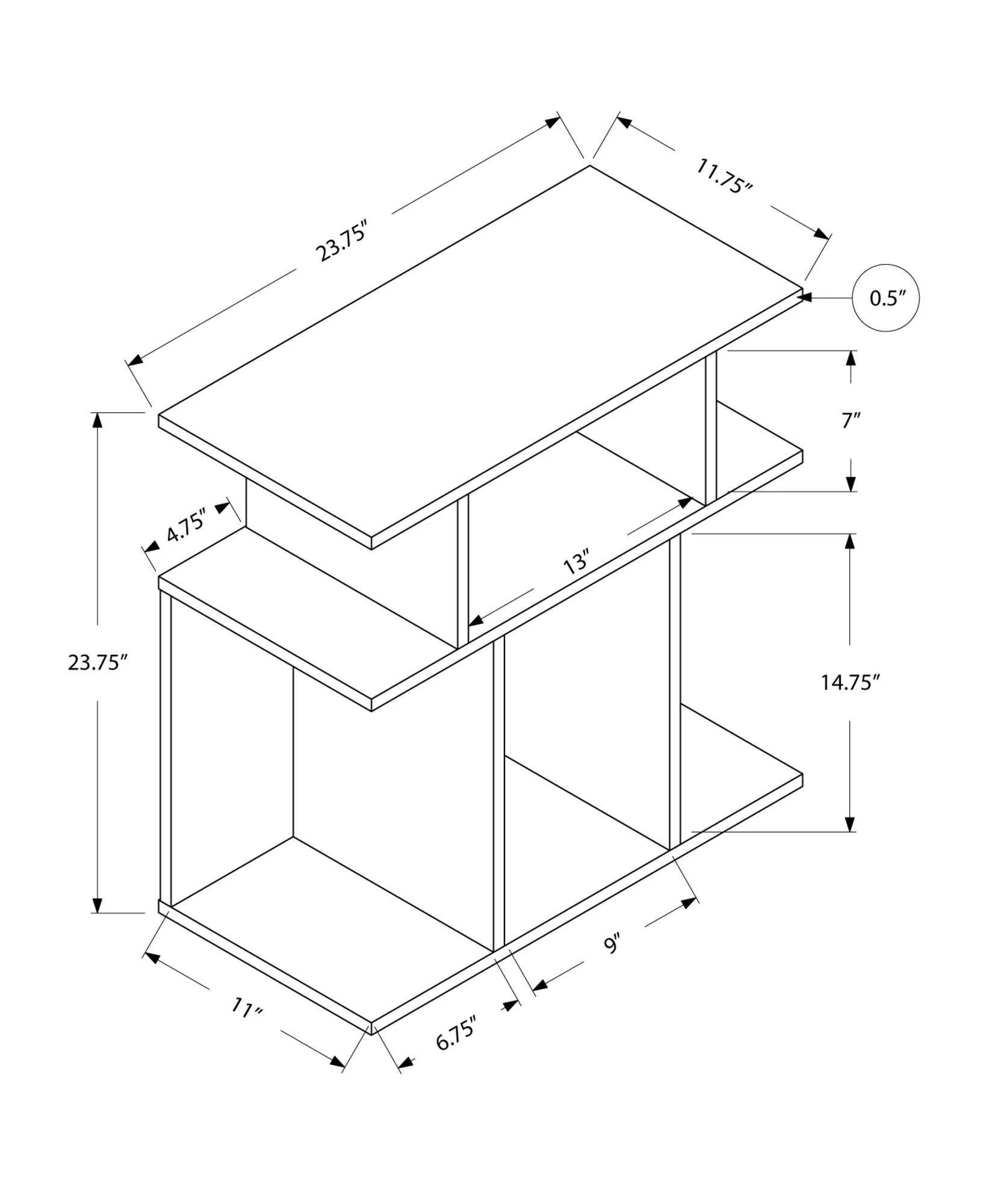 24" White End Table With 6 By Homeroots - Image 3