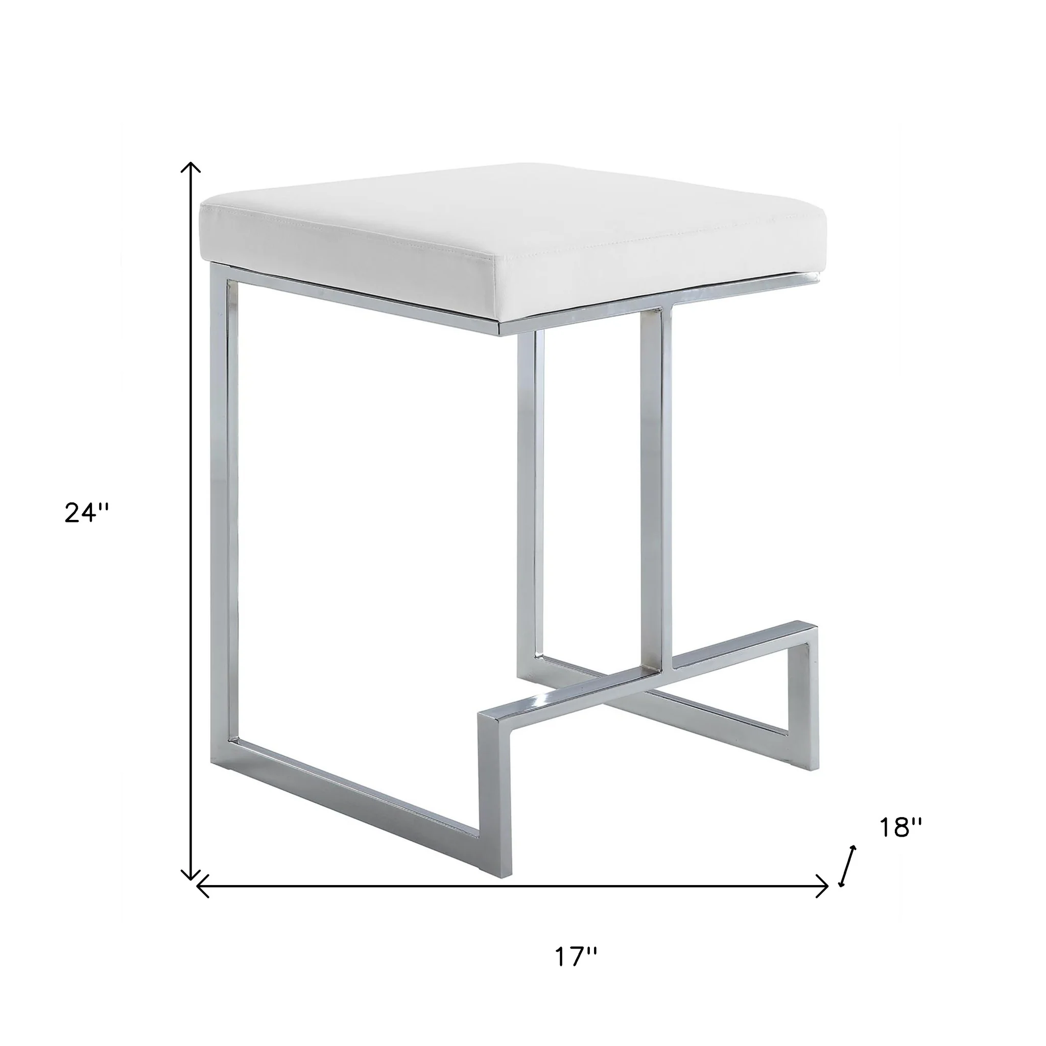 24" White Faux Leather And Steel Backless Counter Height Bar Chair By Homeroots - Image 5