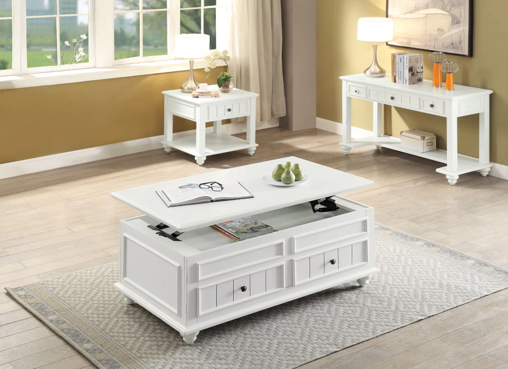 24" White Washed Square End Table With Drawer And Shelf By Homeroots - Image 6